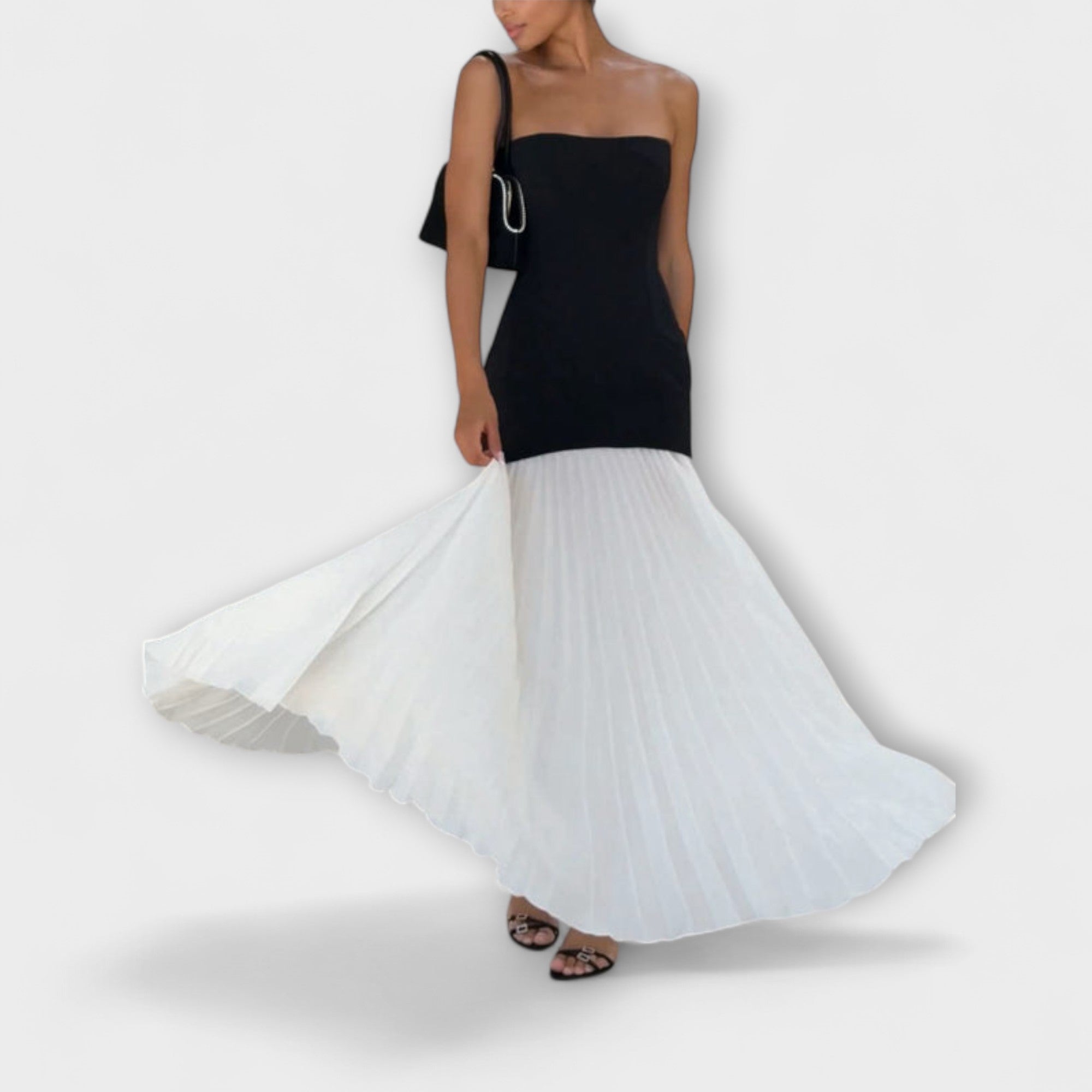 Isolde - Elegante conjunto de blusa y falda plisada