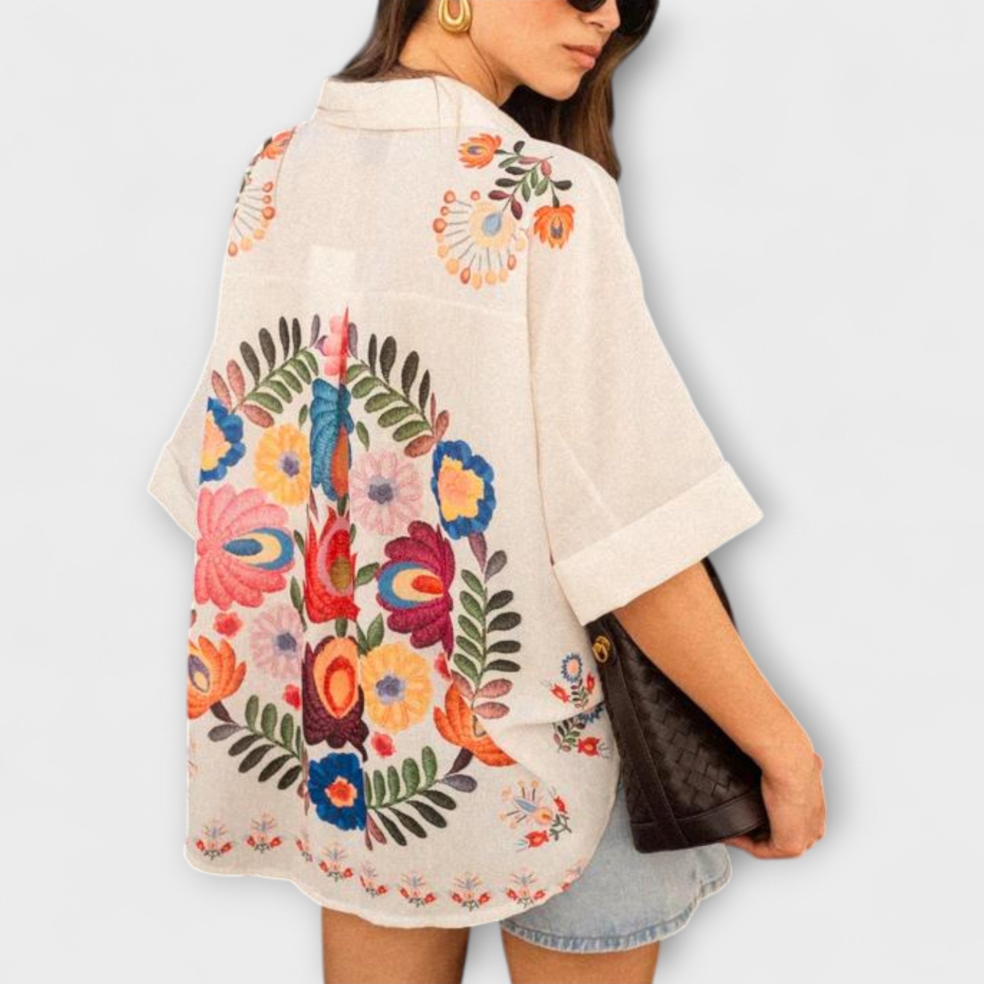Ziva - Carla Camisa de Manga Corta con Estampado de Flores