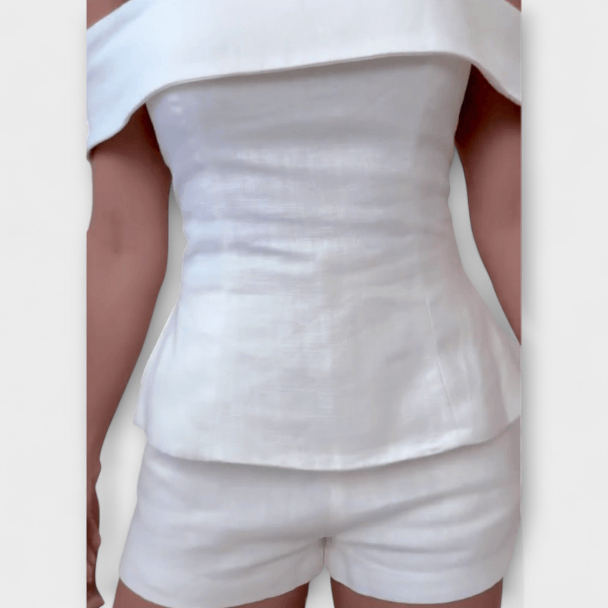 Olivia - Conjunto de Dos Piezas de Algodón y Lino Blanco
