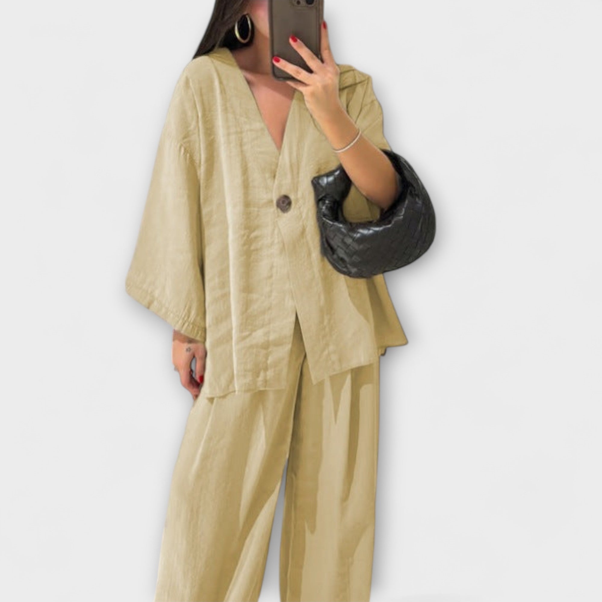 Jacqueline - Conjunto Casual con Top de Escote en V y Pantalones