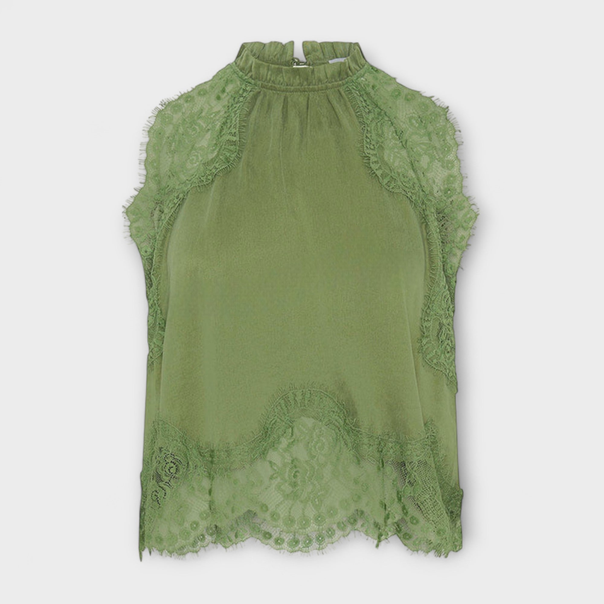 Kaia - Blusa de satén con encaje y escote plisado en conjunto