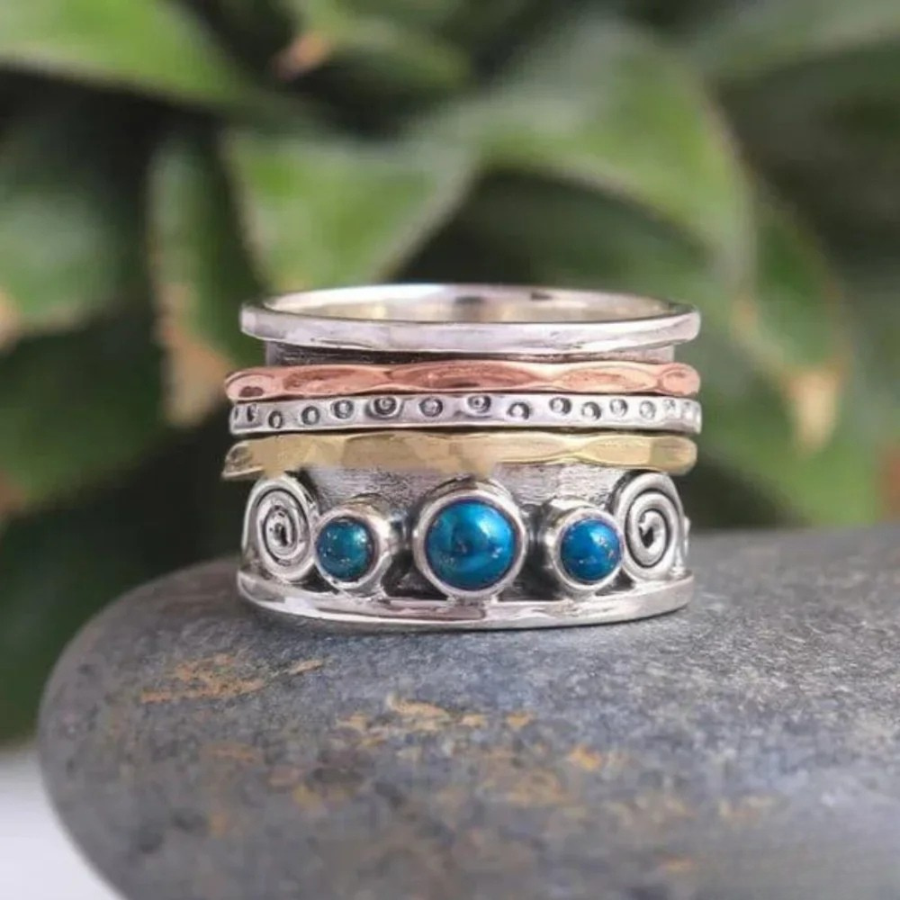 Anillo de Meditación Bohemio de Zafiro
