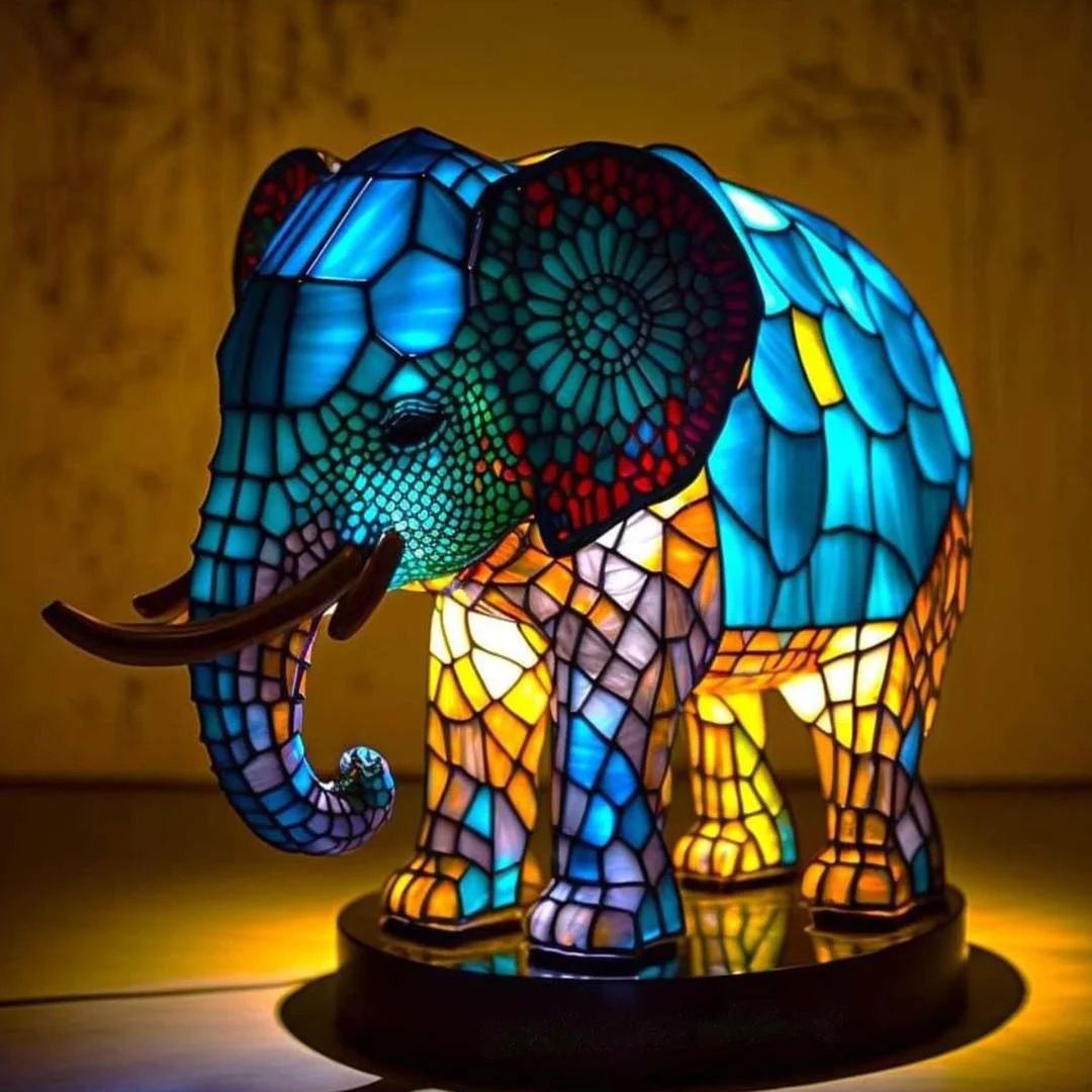 Nounours – Lámpara elefante mágica de vidrio colorido