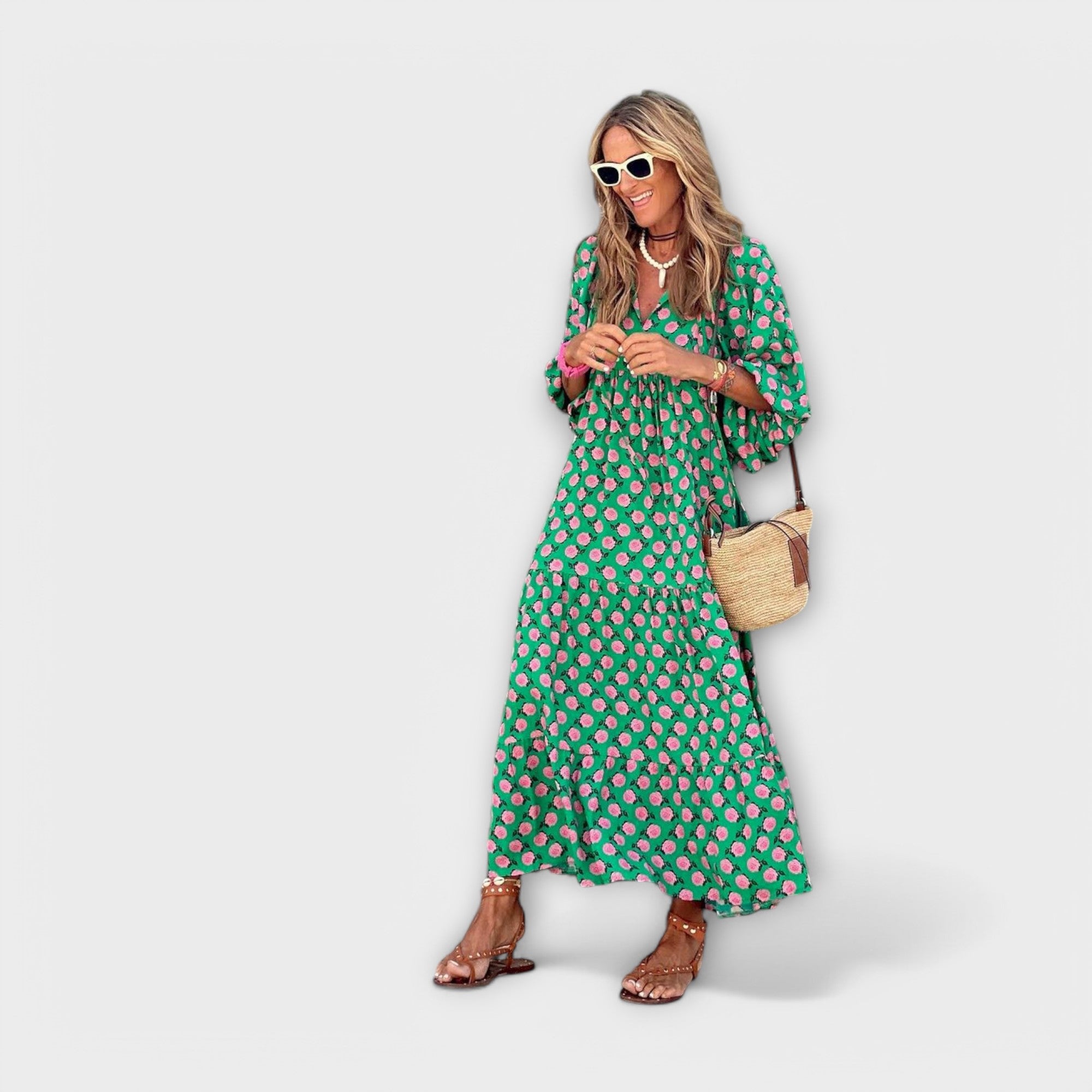 Elegante Vestido Maxí Geométrico