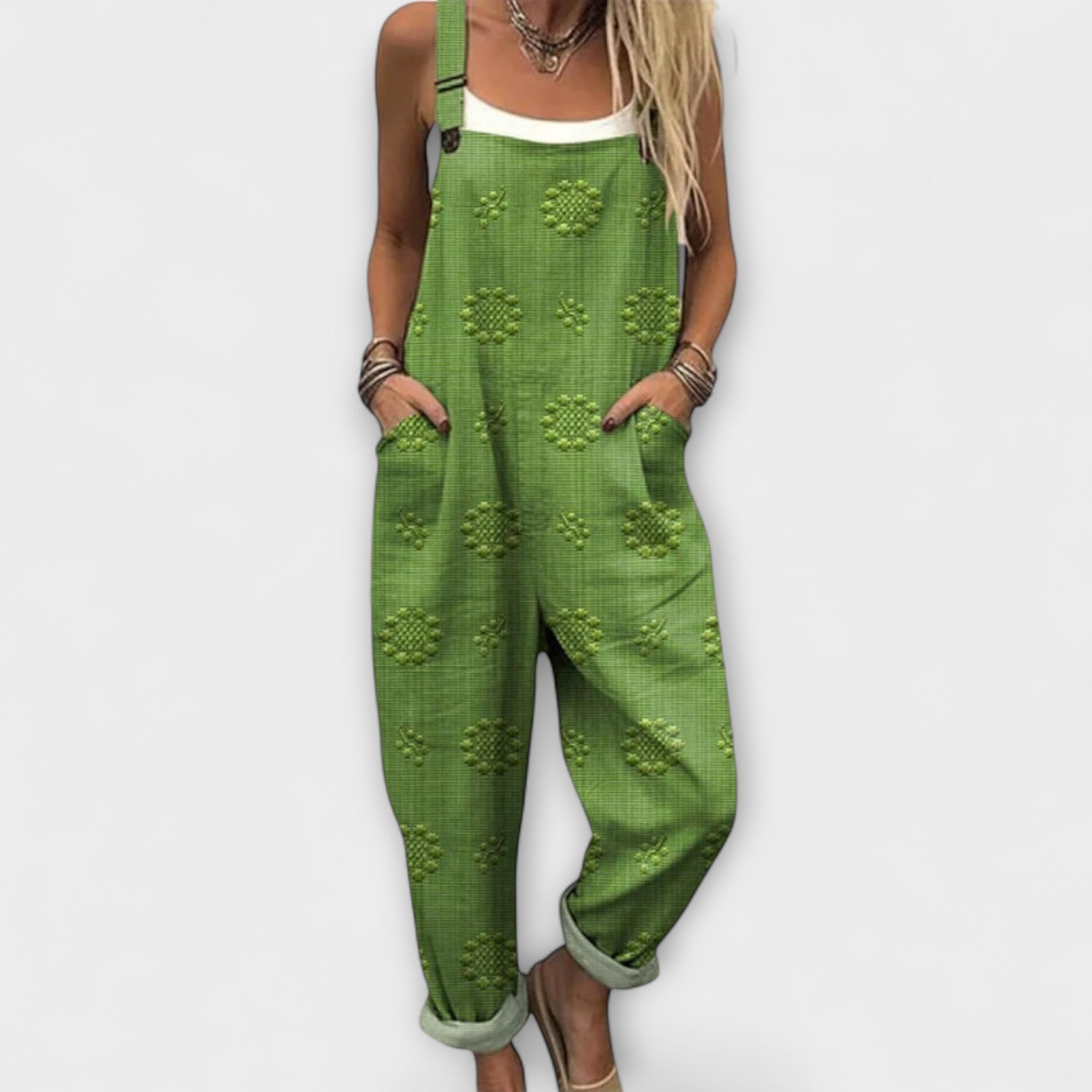 Petra - Pantalones con tirantes de estampado floral con puntos