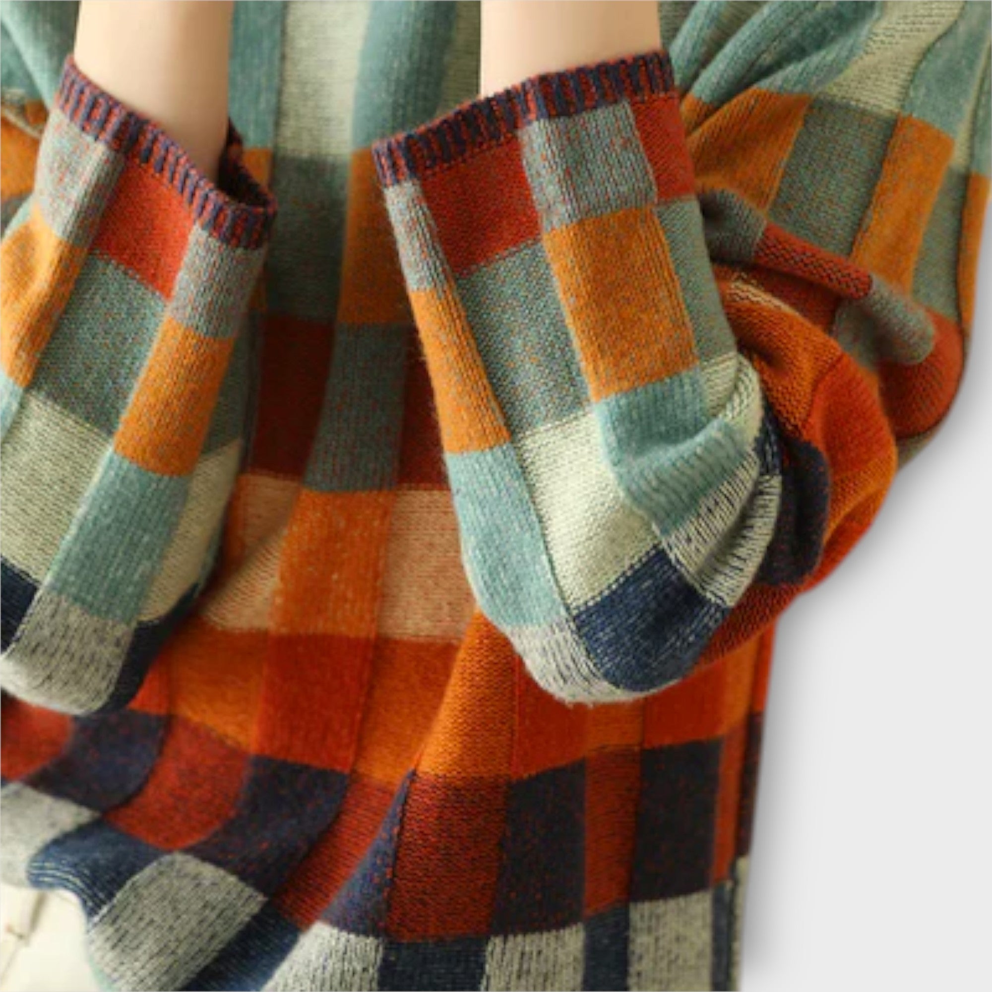 Erika - Suéter de Cuello Alto de Patchwork