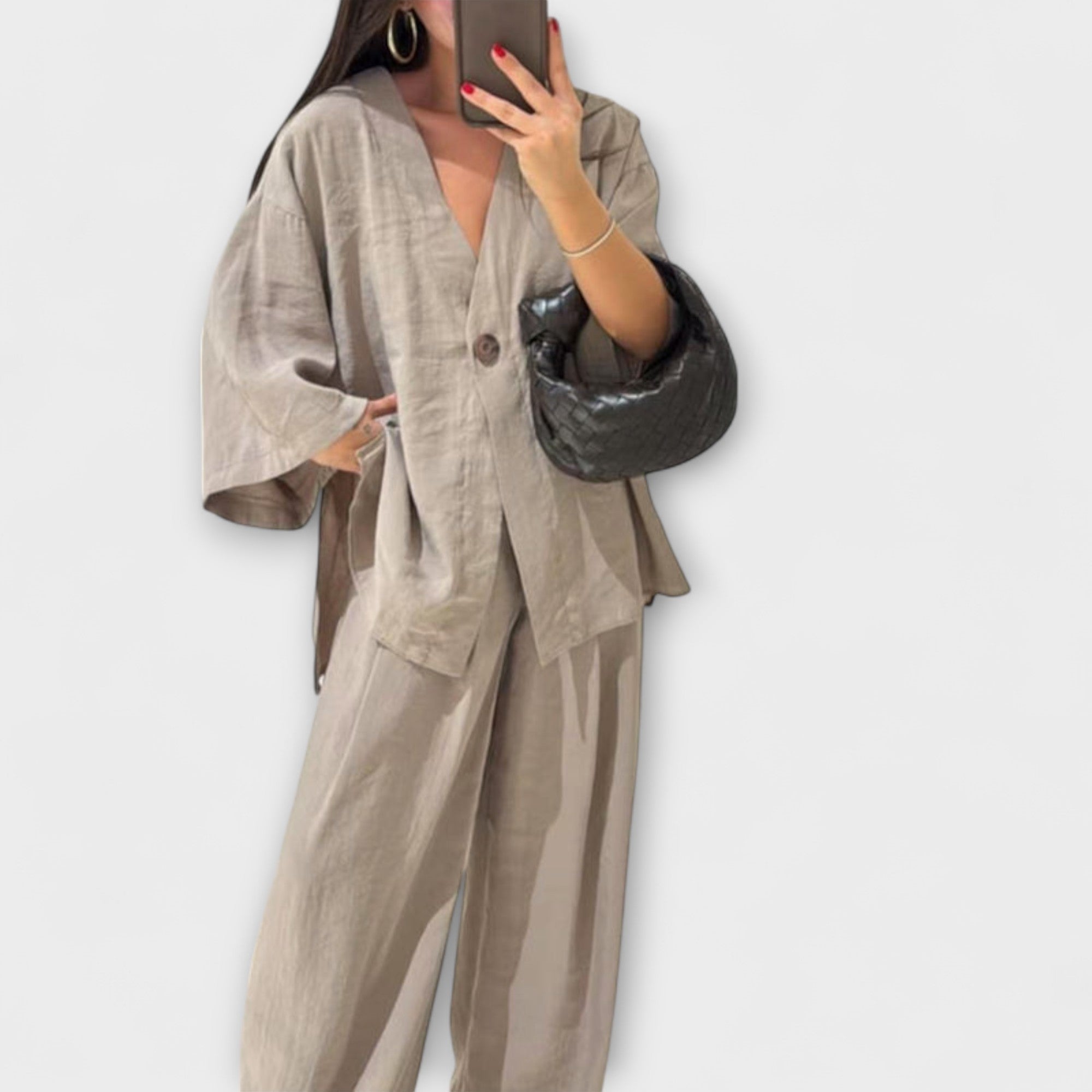 Jacqueline - Conjunto Casual con Top de Escote en V y Pantalones