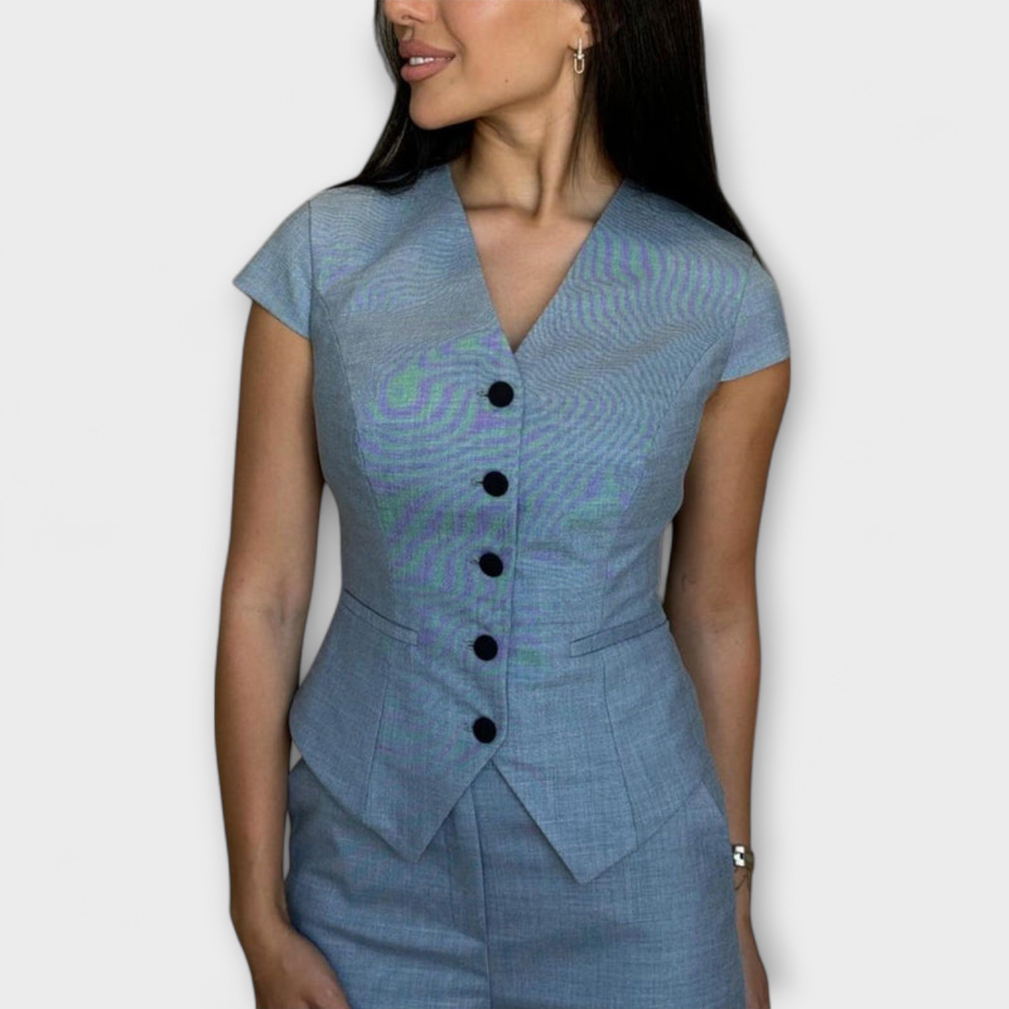 Ivy - Conjunto de top y pantalones con escote en V elegante