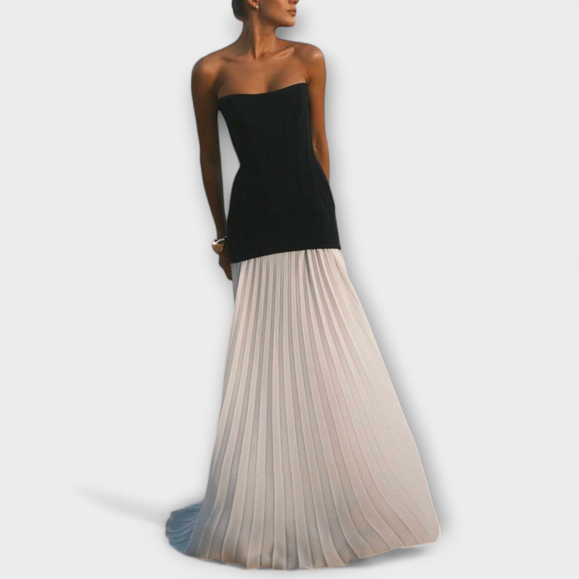 Isolde - Elegante conjunto de blusa y falda plisada