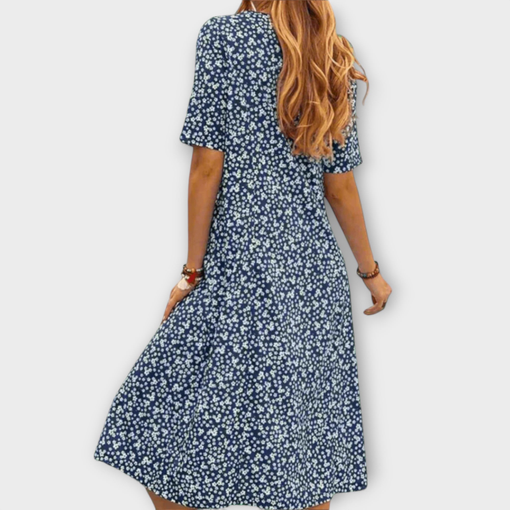 Paula - Elegante vestido de flores de tela premium