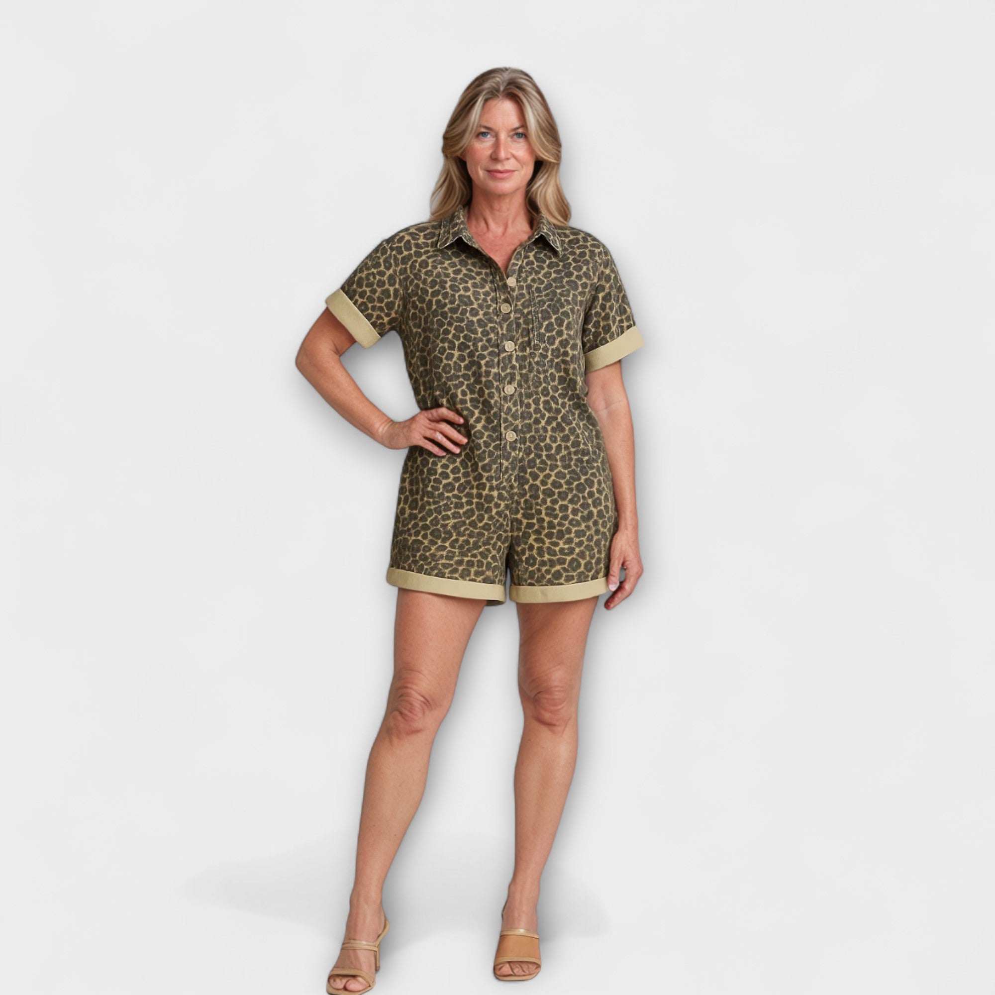 Nonette - Mono de camisa con estampado de leopardo