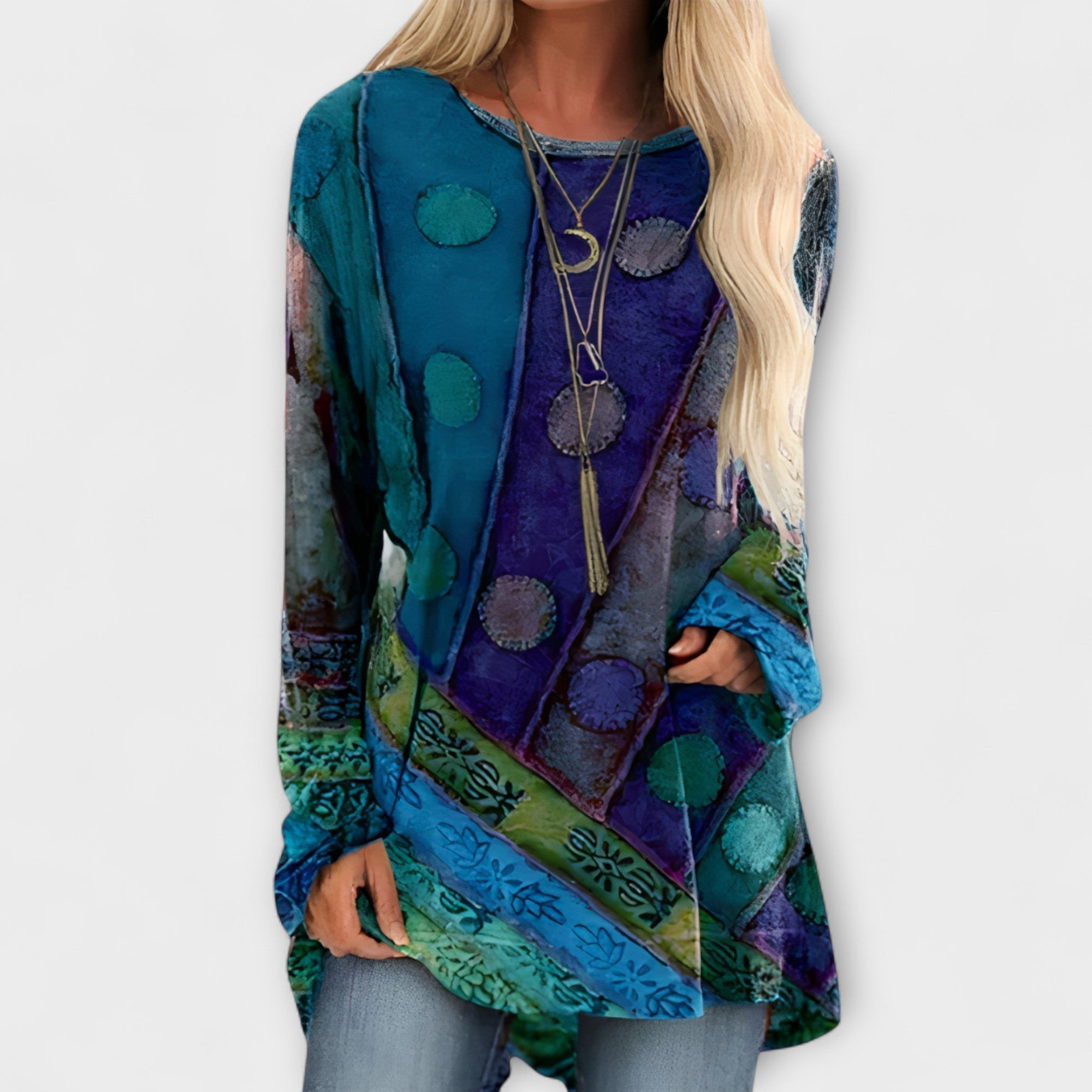 Blusa de Dama Elegante con Estampado Étnico