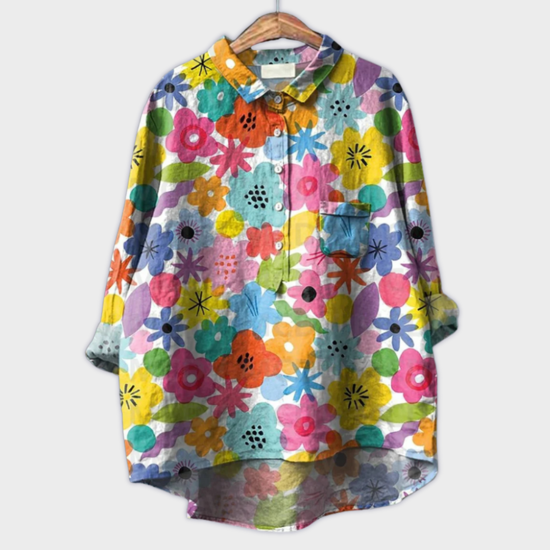 Magdalena - Blusa de mujer hecha a mano con diseño floral