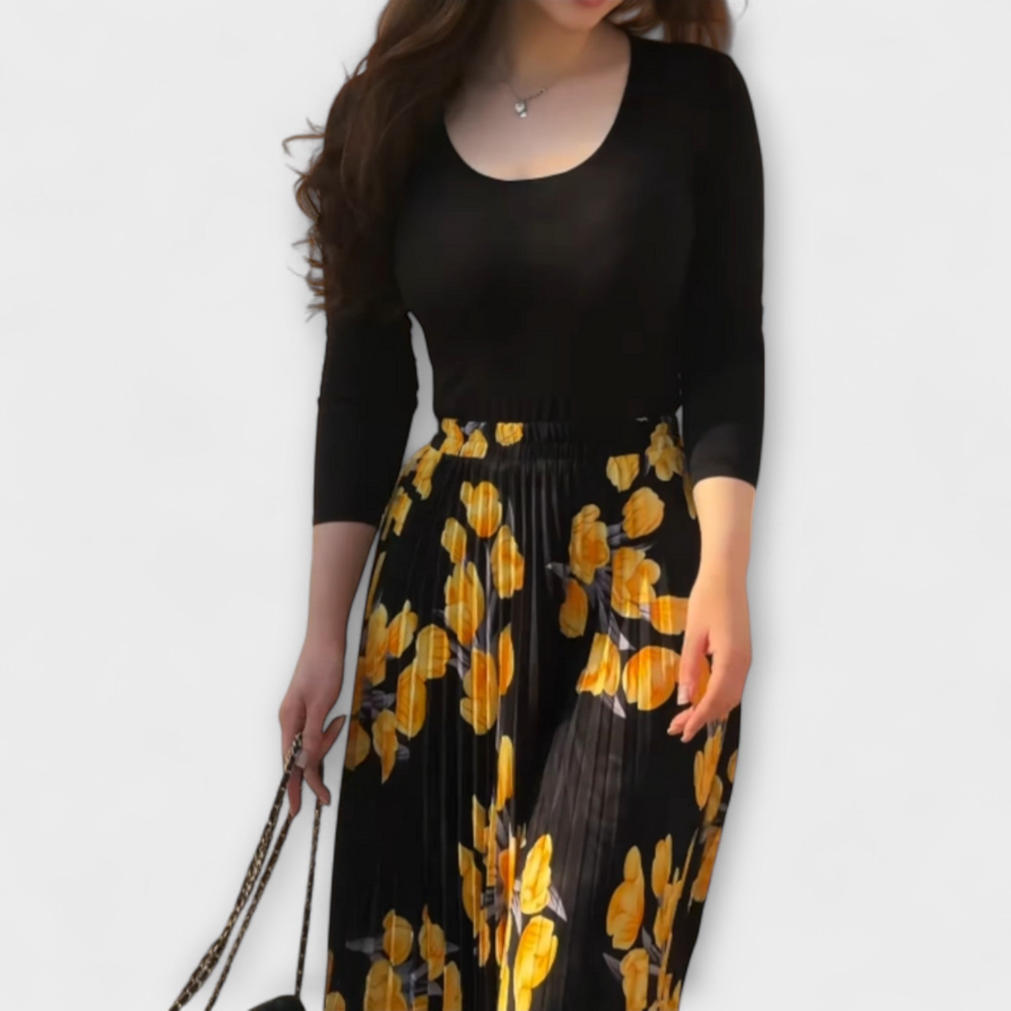 Violette - Conjunto de falda plisada y top