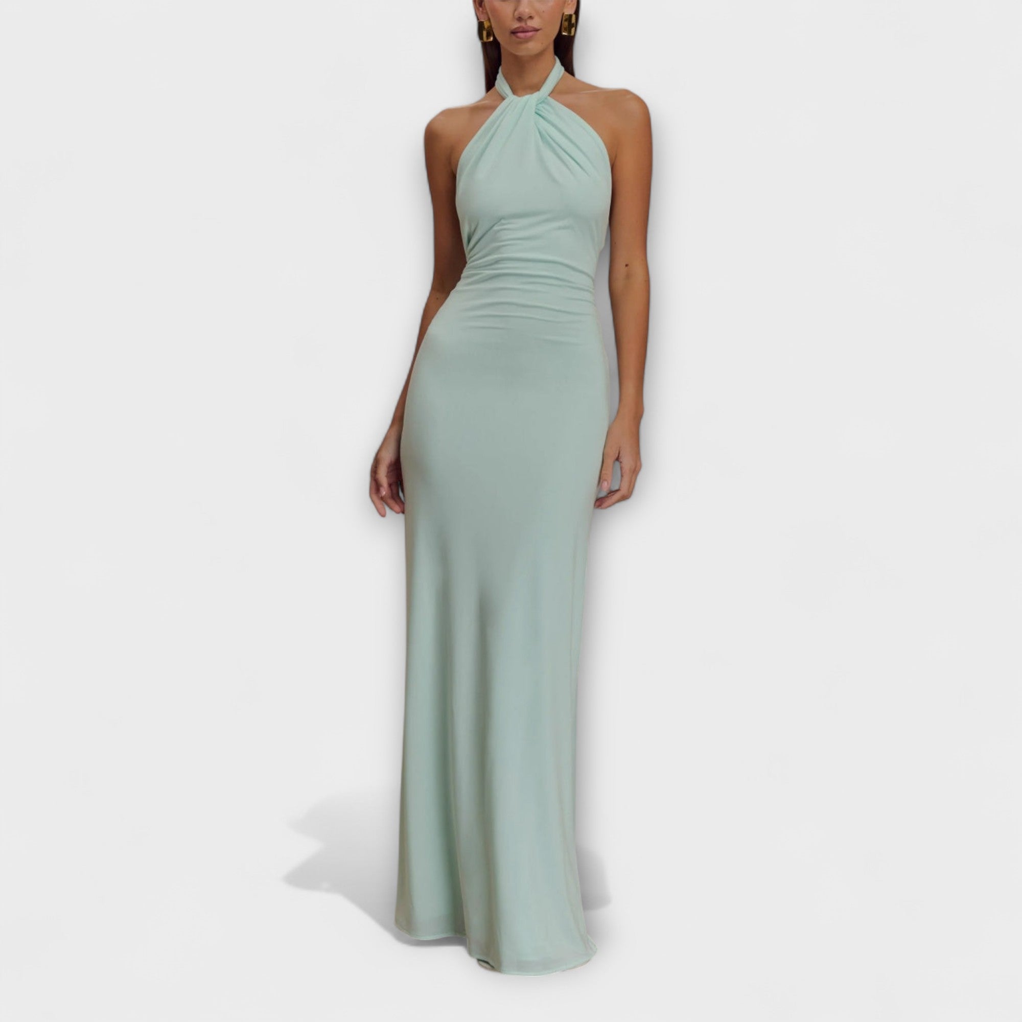 Lagune - Vestido Maxi Slinky con Cuello Halter