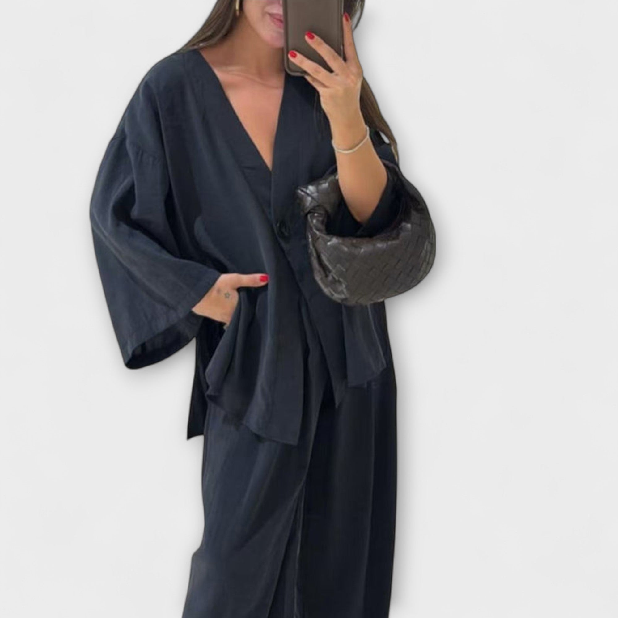 Jacqueline - Conjunto Casual con Top de Escote en V y Pantalones