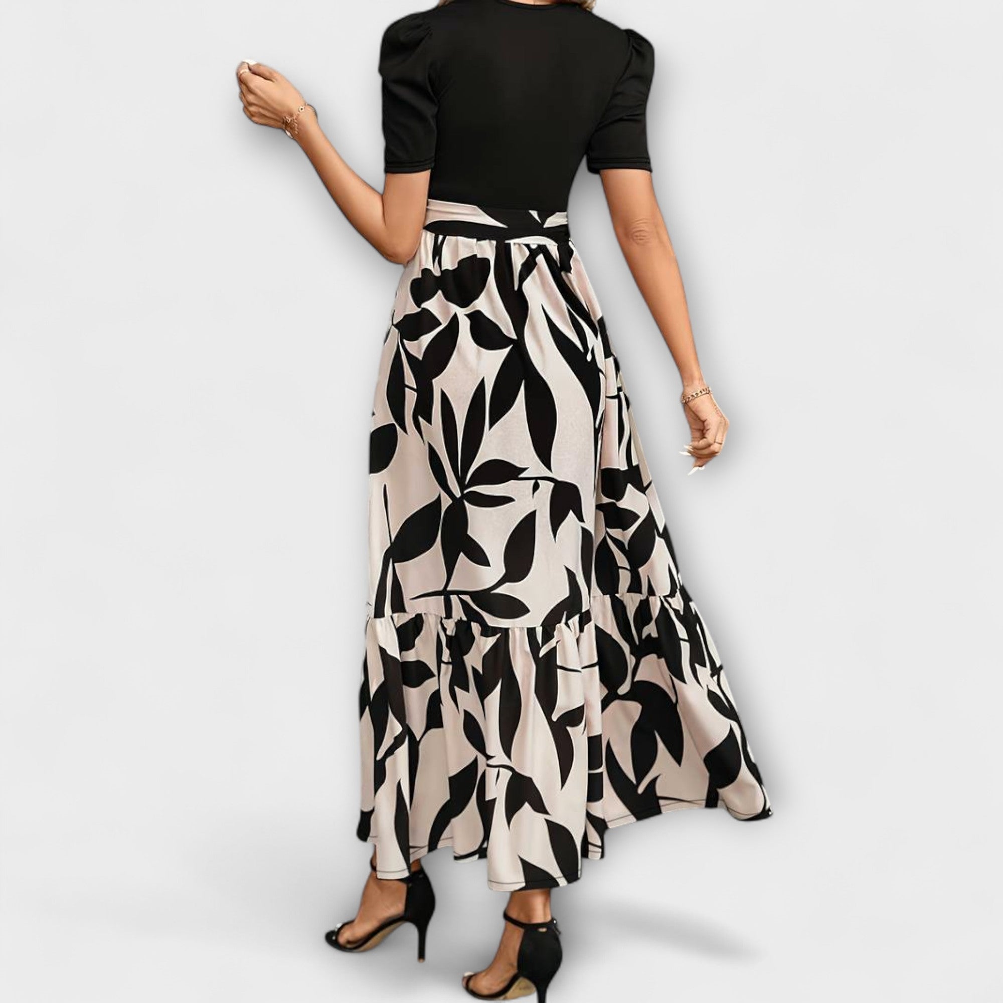 Luna - Vestido de verano con estampado de flores y escote redondo