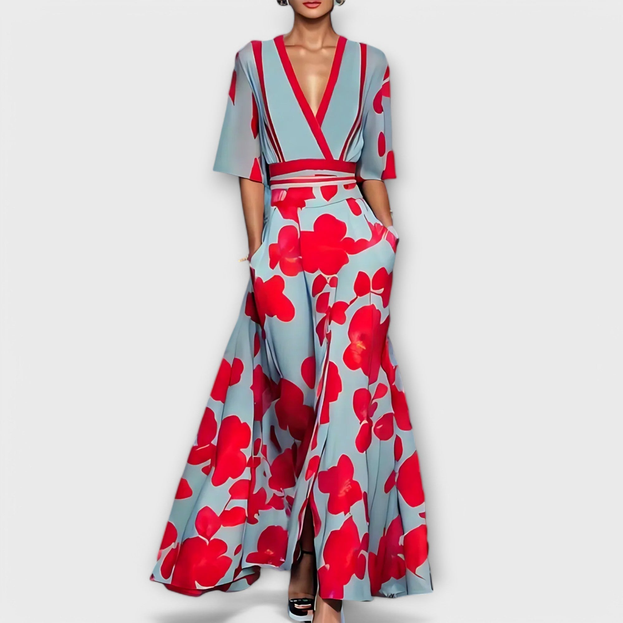 Elise - Elegante vestido de corte recto con estampado floral