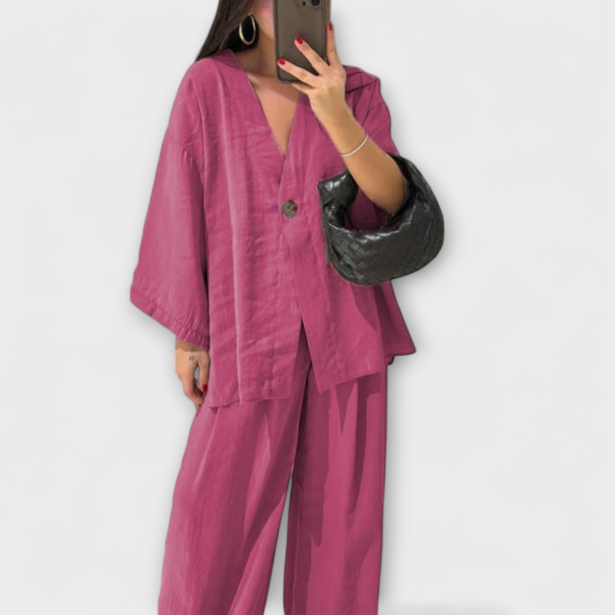 Jacqueline - Conjunto Casual con Top de Escote en V y Pantalones