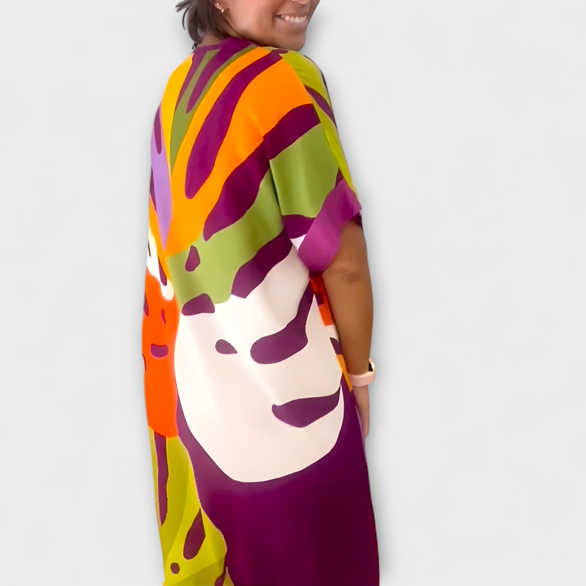 Roos - Vestido Casual con Estampado de Hojas de Colores