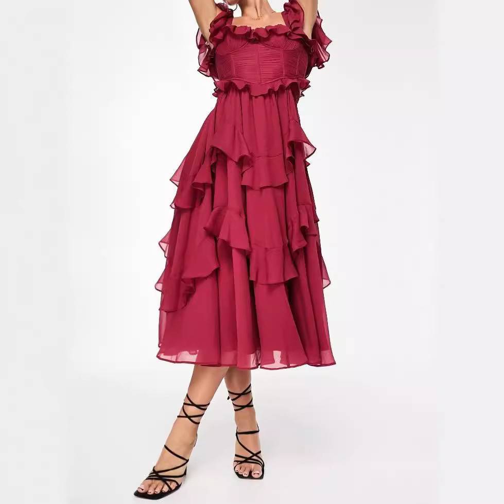 Elisa - Vestido con detalles de volantes