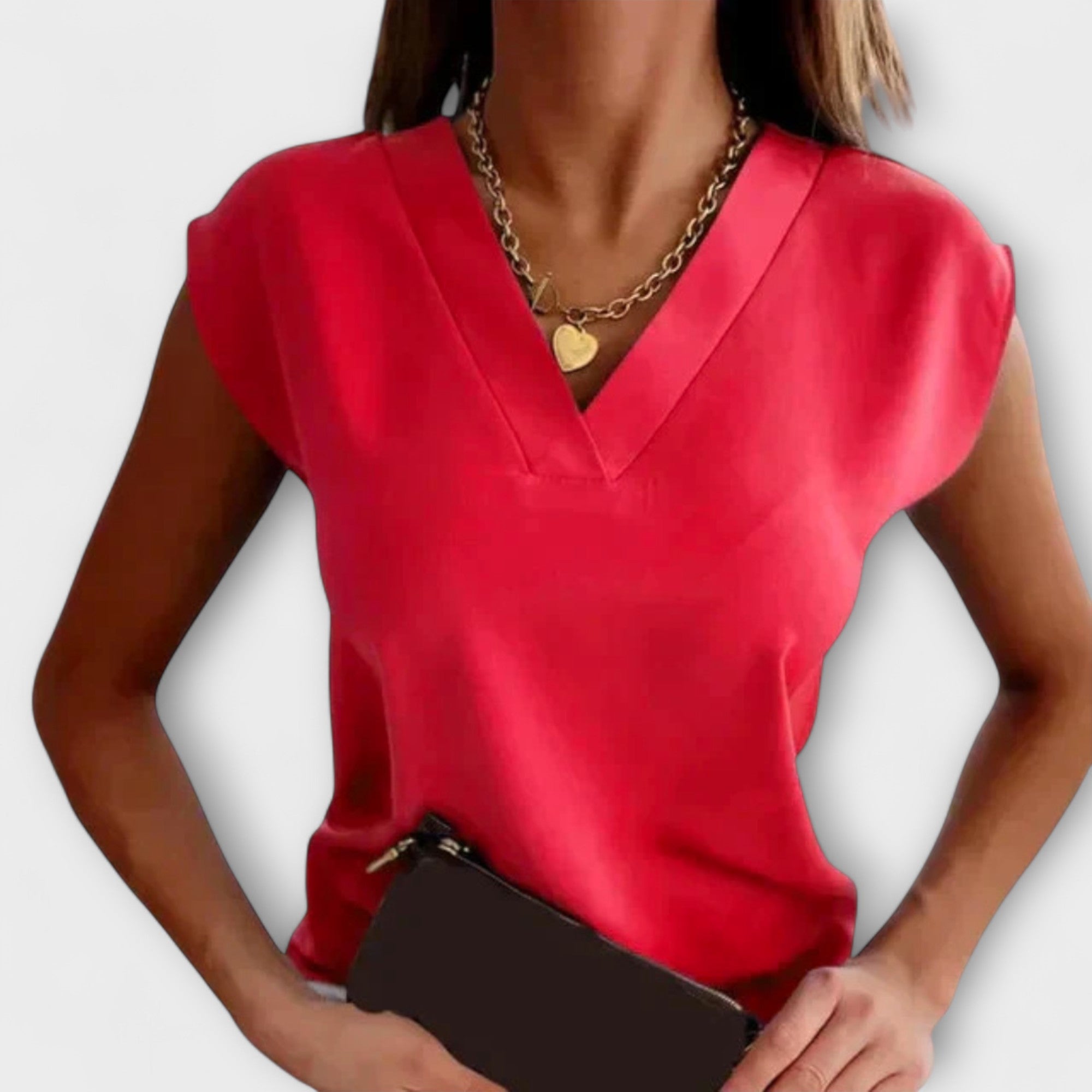 Camiseta de verano con escote en V y mangas sueltas para mujeres