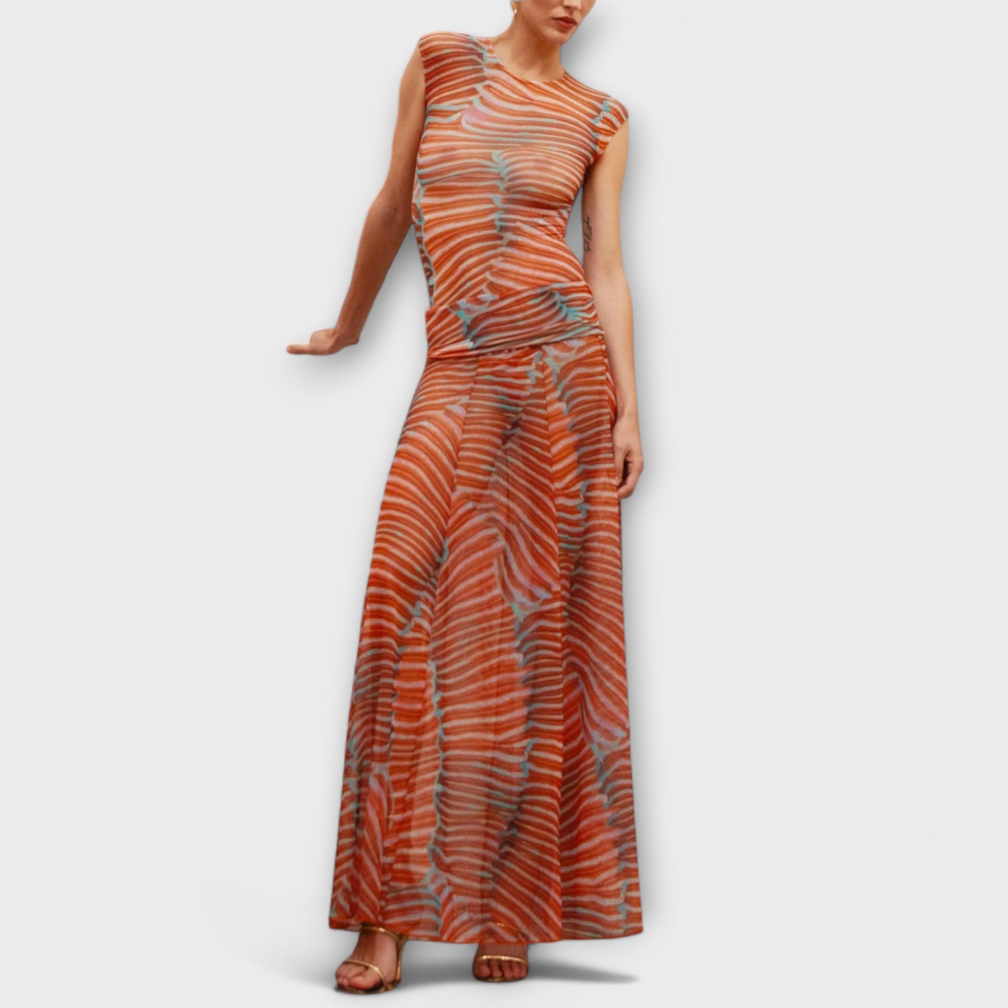 Phoenix - Body de Malla con Ondas Brillantes
