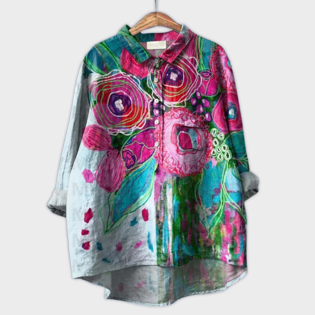 Magdalena - Blusa de mujer hecha a mano con diseño floral