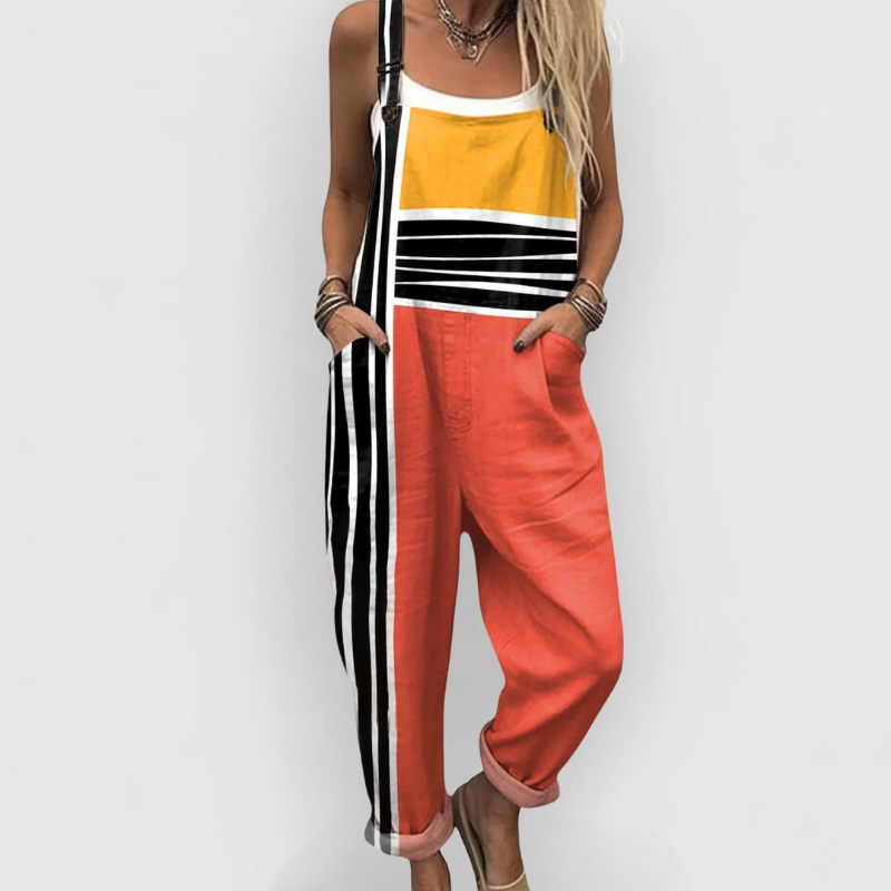 Gaëlle - Pantalón con tirantes con bloques de contraste llamativos