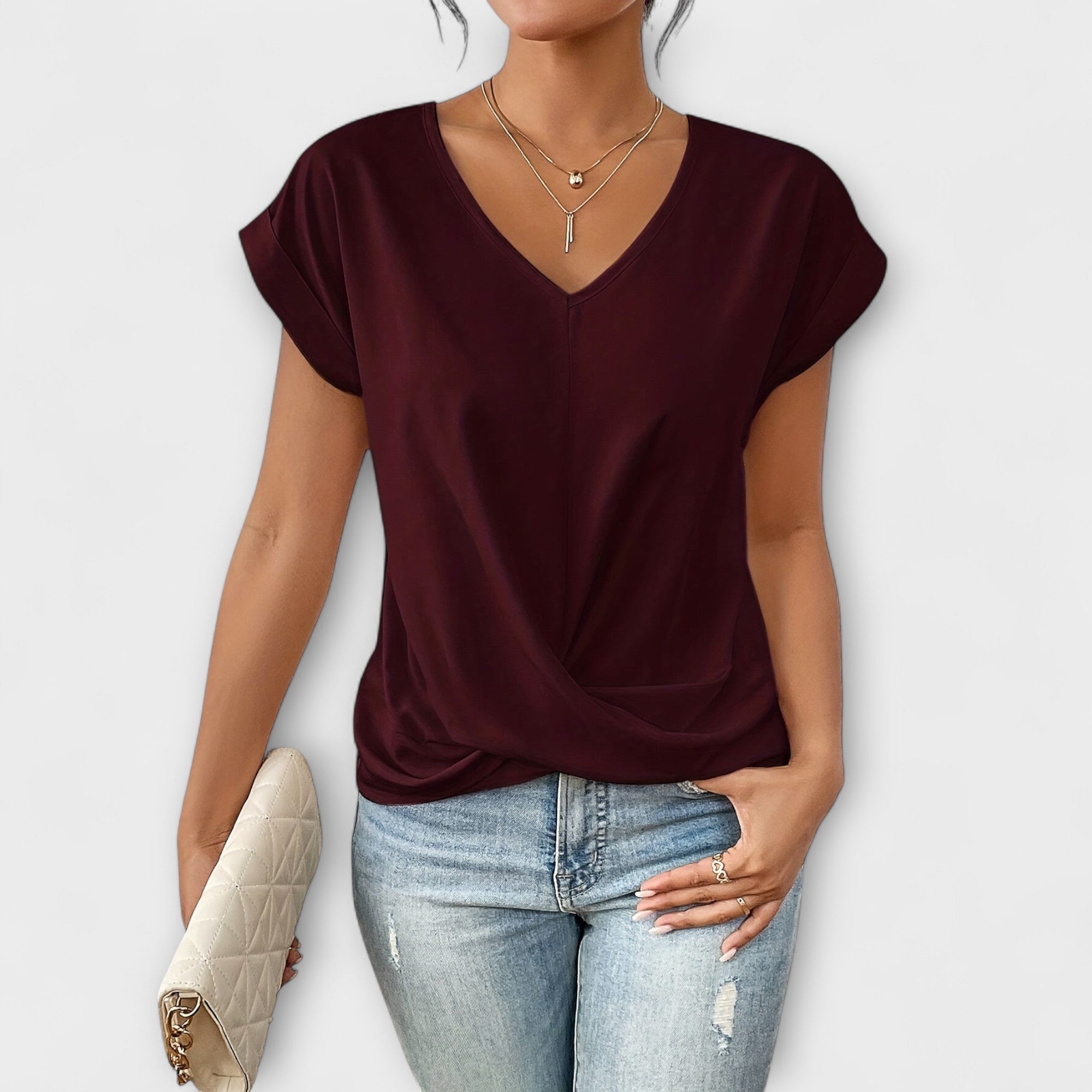 Eloise - Top de escote en V con detalle de botón