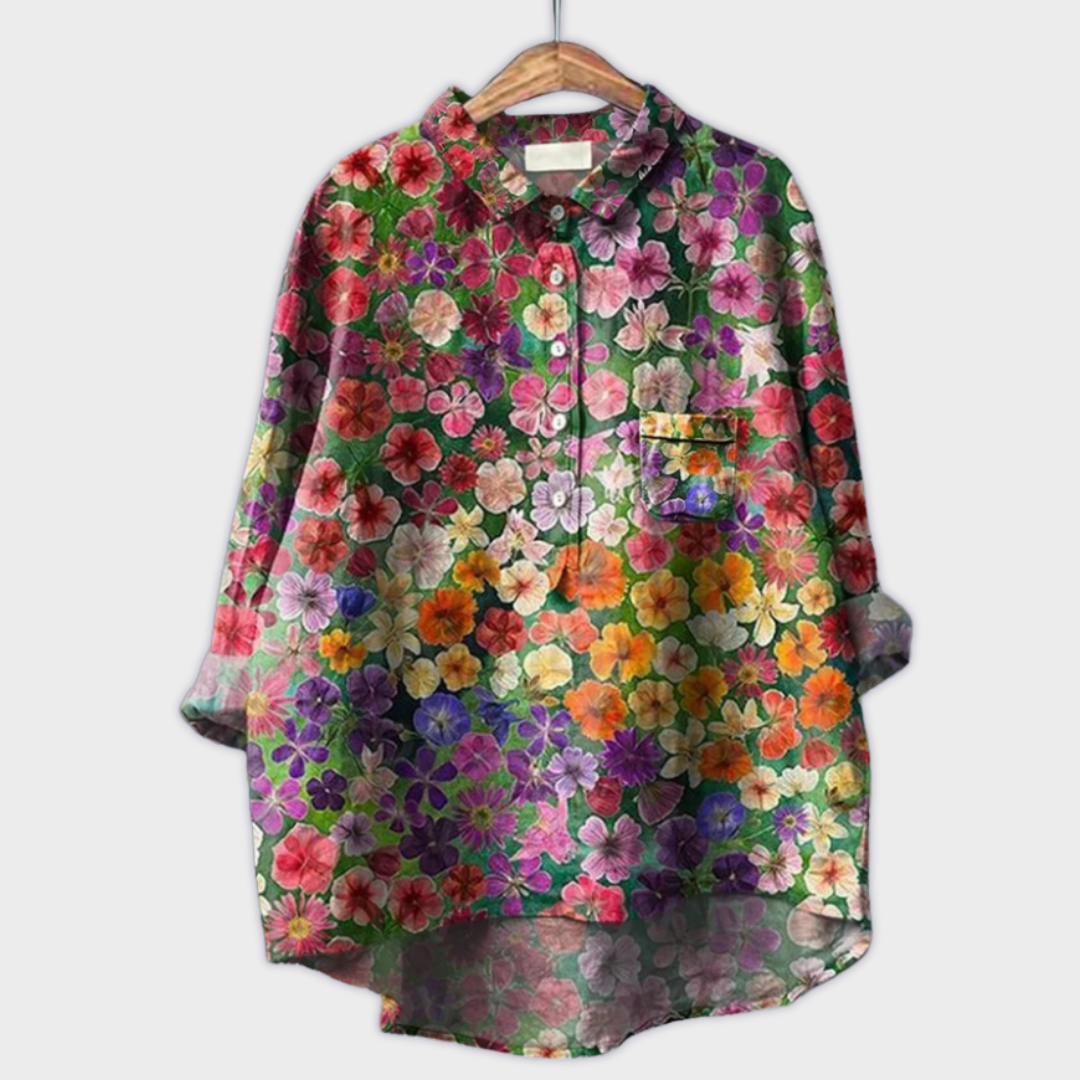 Magdalena - Blusa de mujer hecha a mano con diseño floral