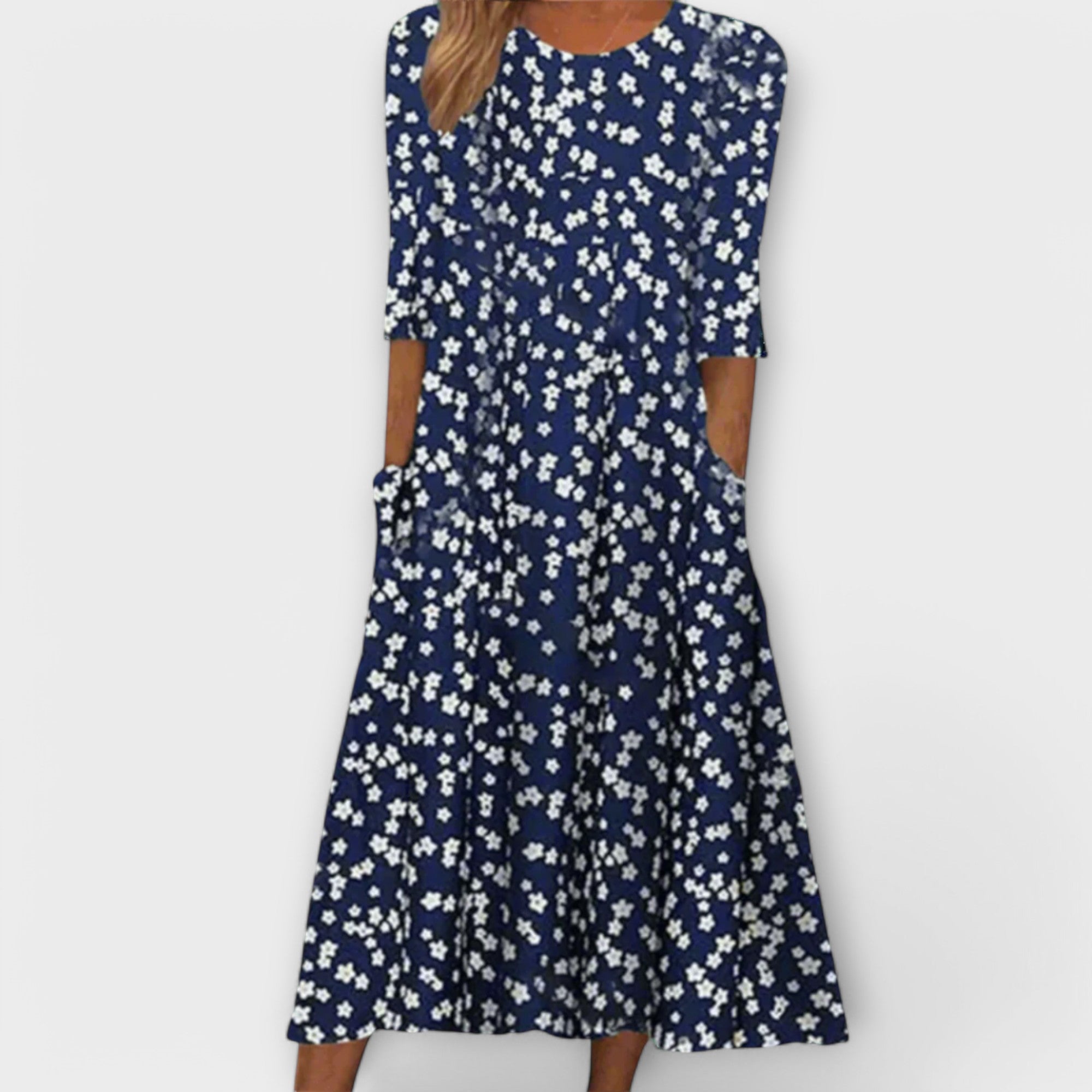 Paula - Elegante vestido de flores de tela premium