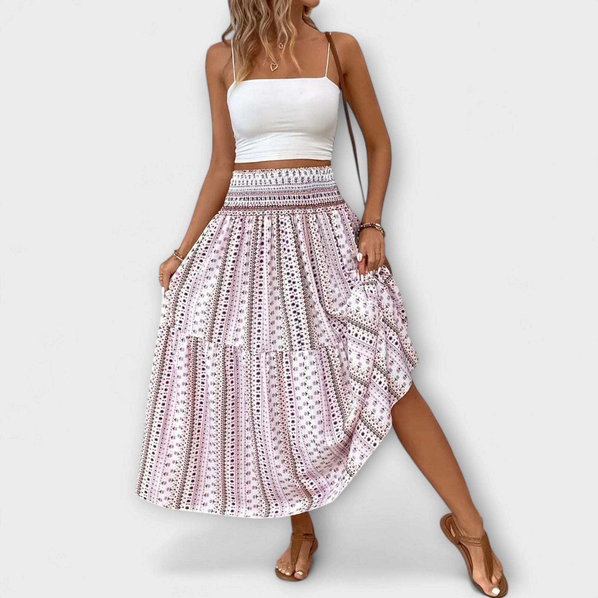 Falda fluida con estampado