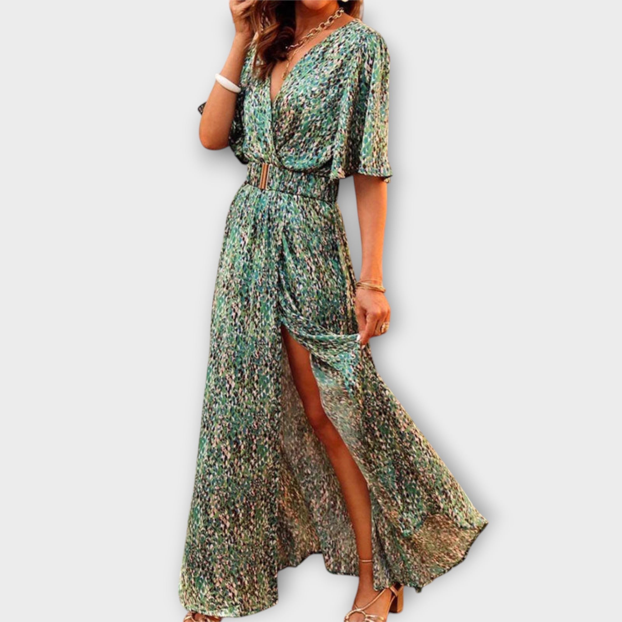 Sabine - Vestido maxi envolvente elegante con diseño fluido