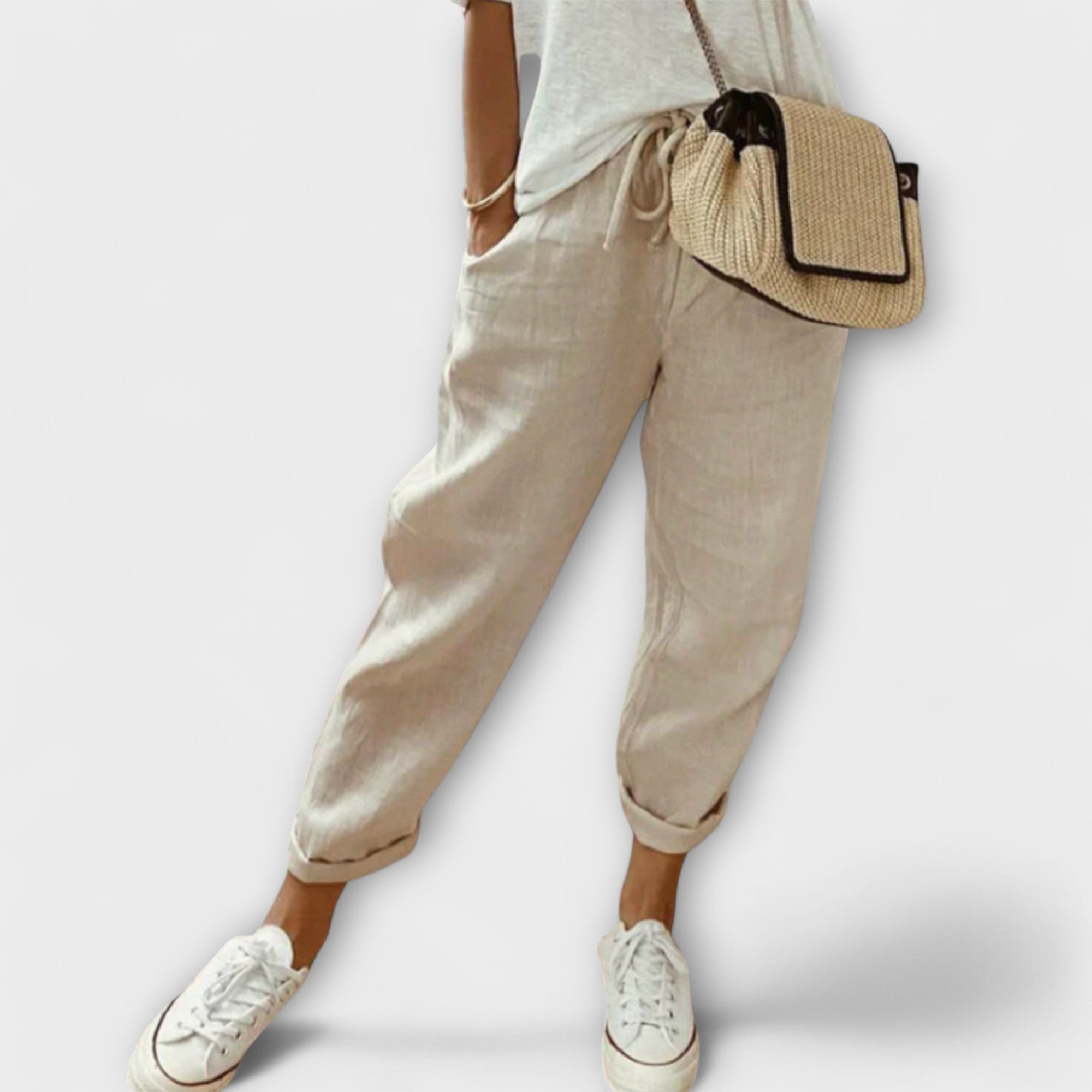Bibi - Pantalones de lino modernos y casuales