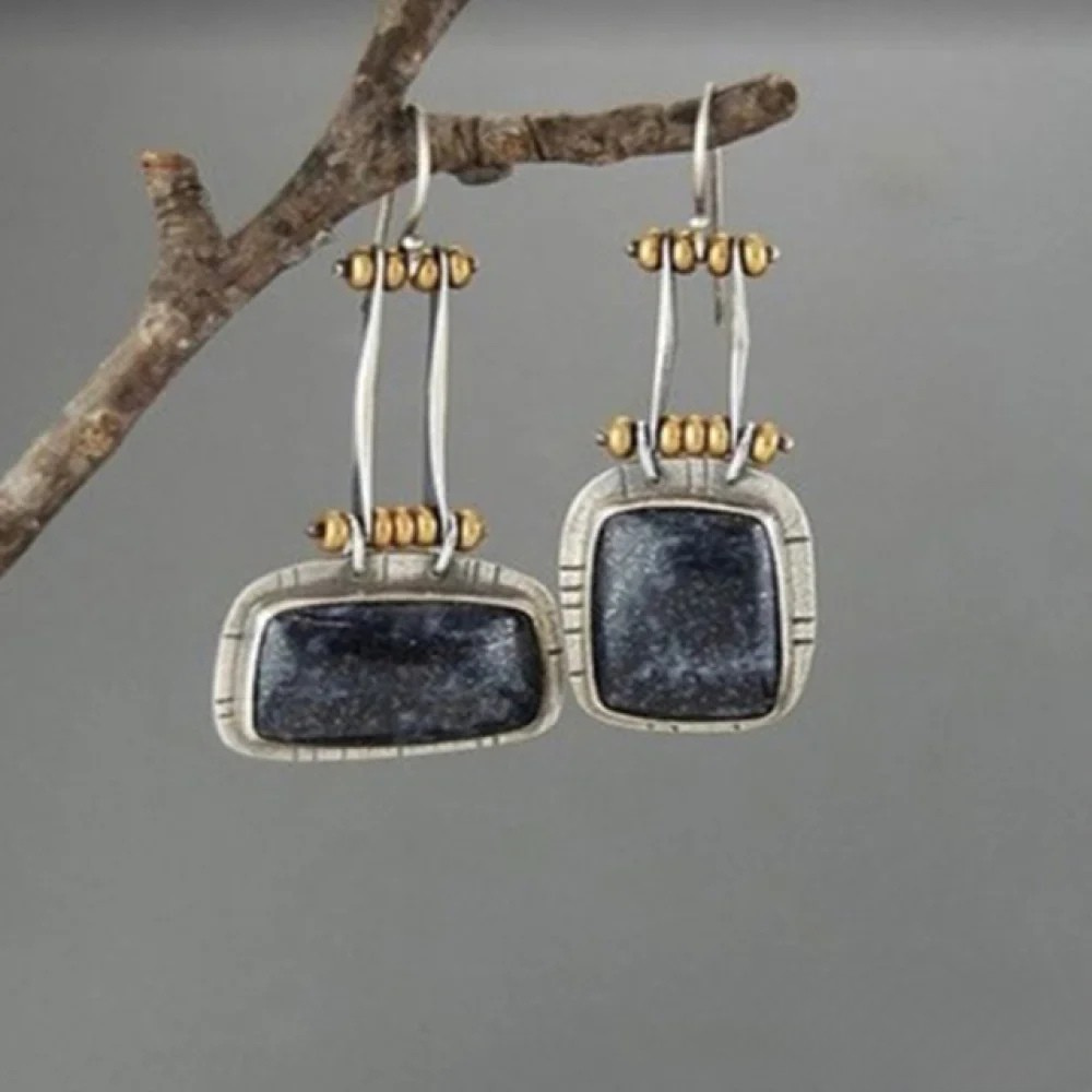 Pendientes Retro de Plata de Medianoche