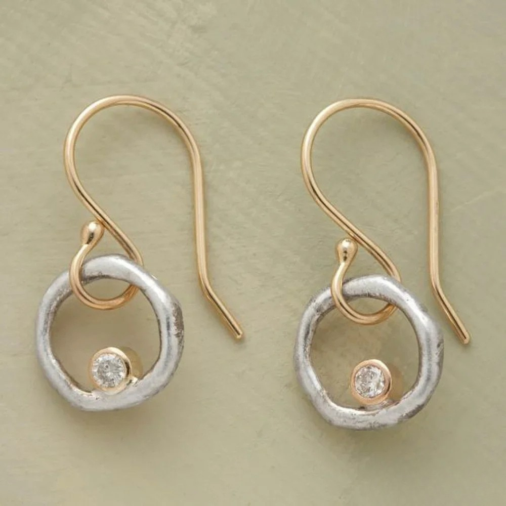 Pendientes de zirconia vintage en oro y plata