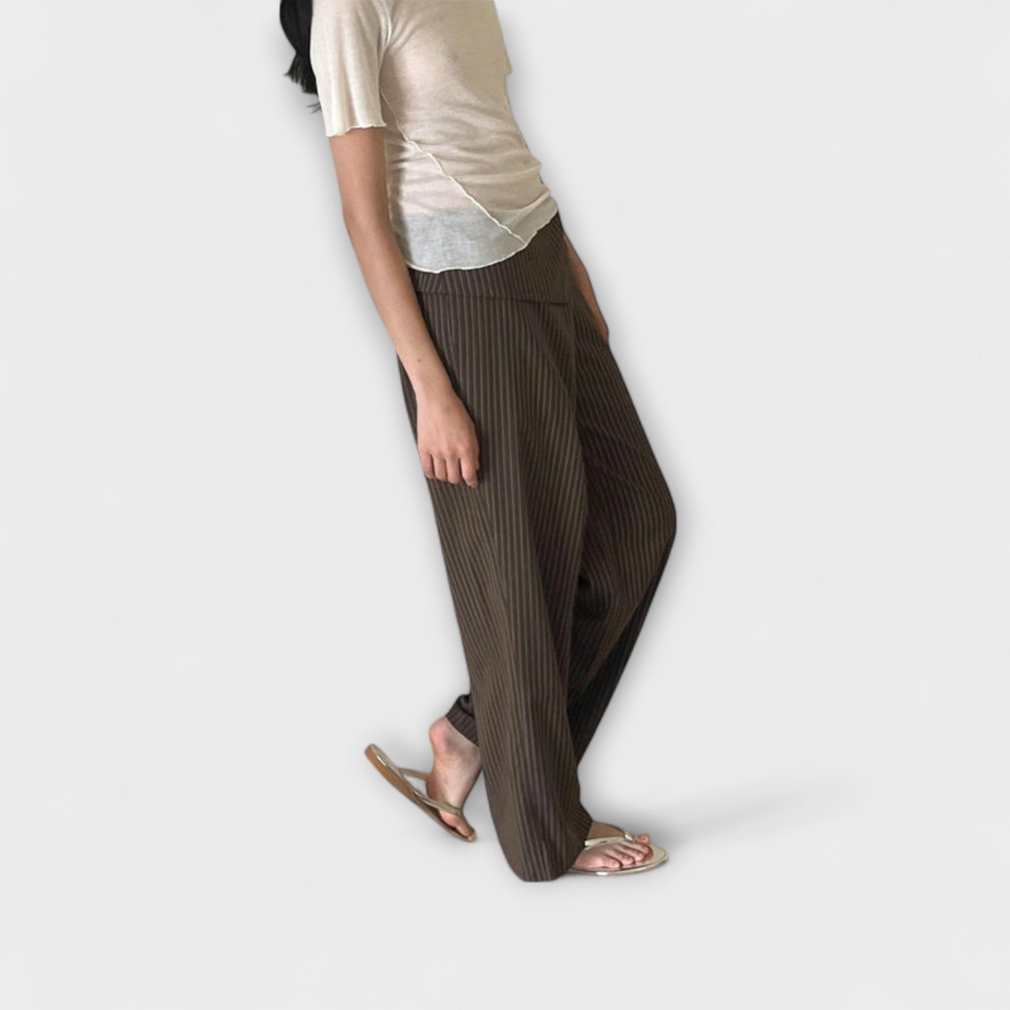 Julia - Pantalón Rayado Plegable