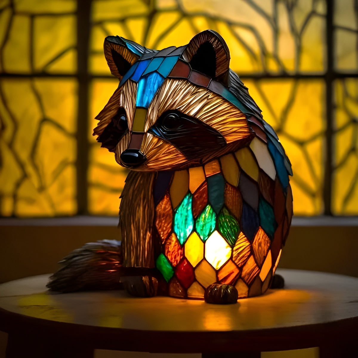 Grisou – Lámpara de mapache mágica de vidrio colorido