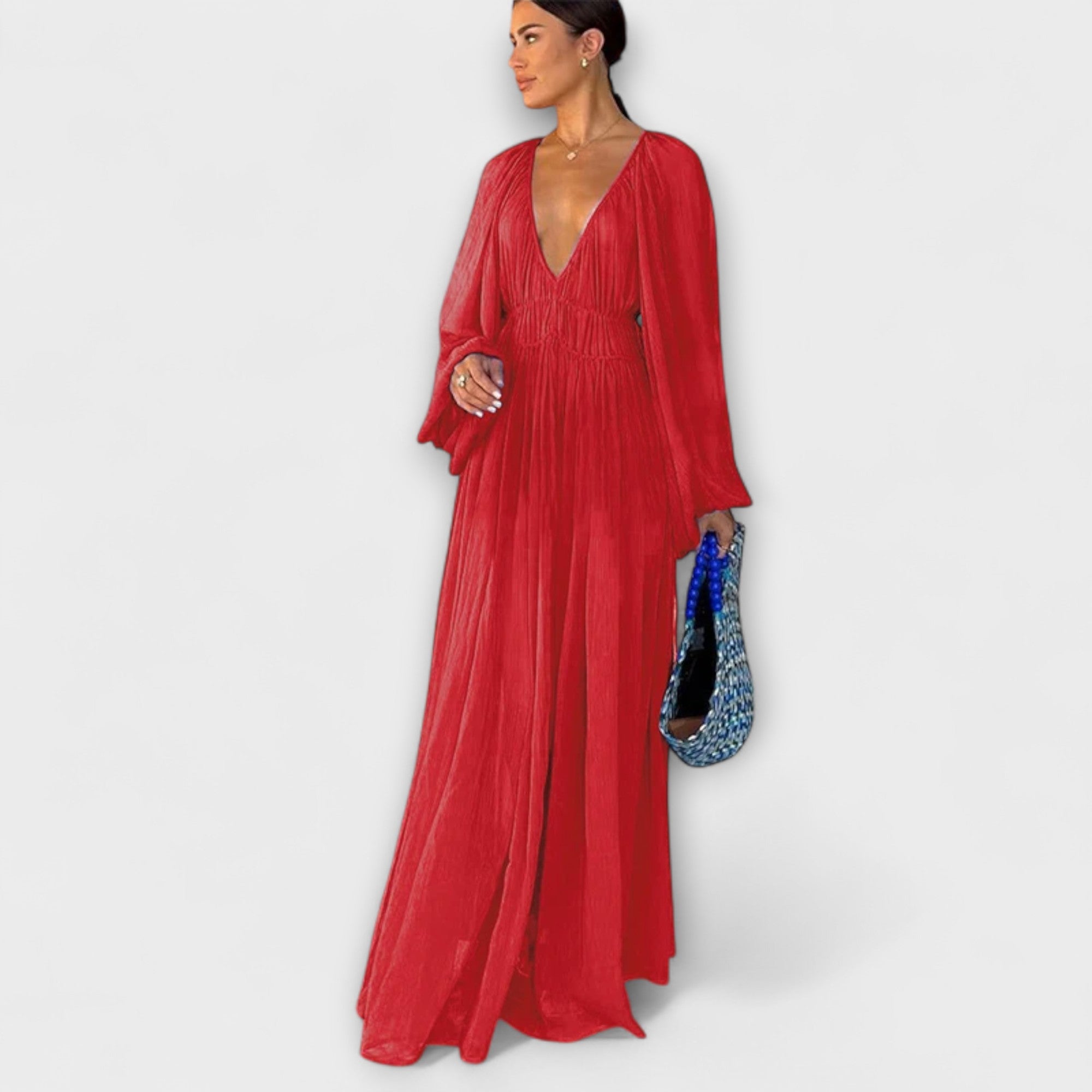 Elegante Vestido Largo con Pliegues