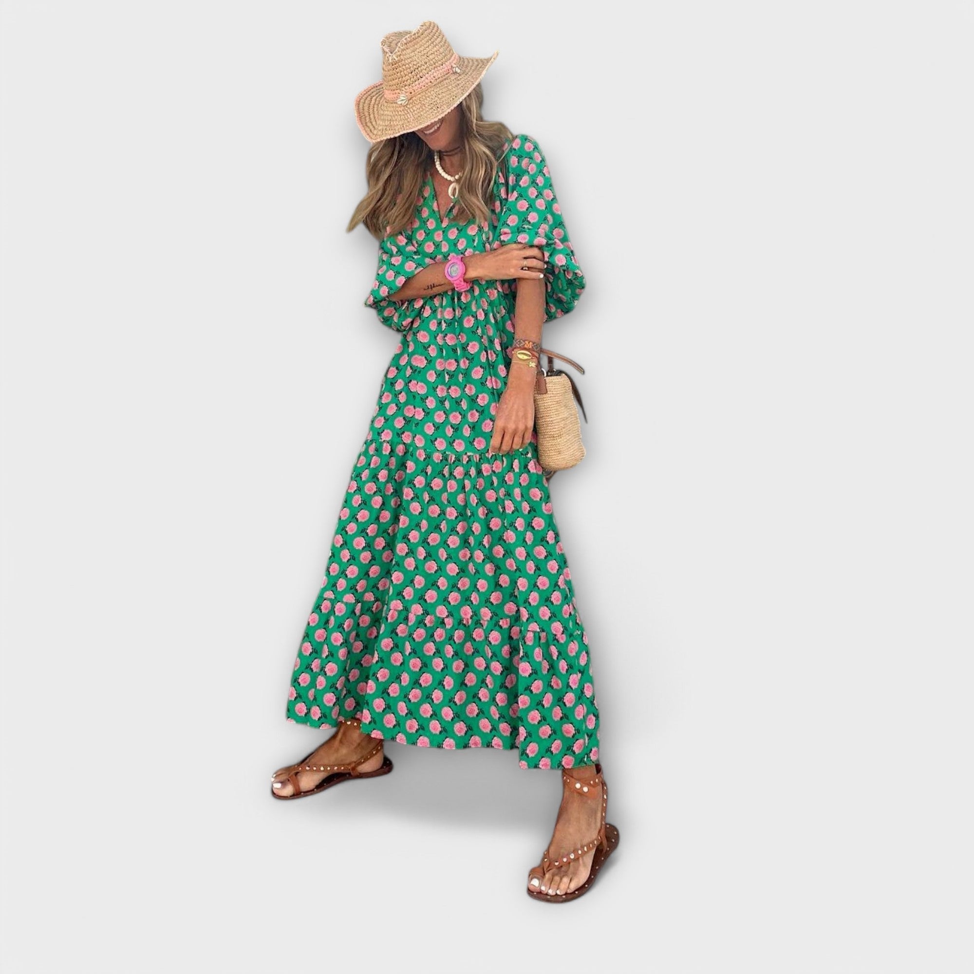 Elegante Vestido Maxí Geométrico