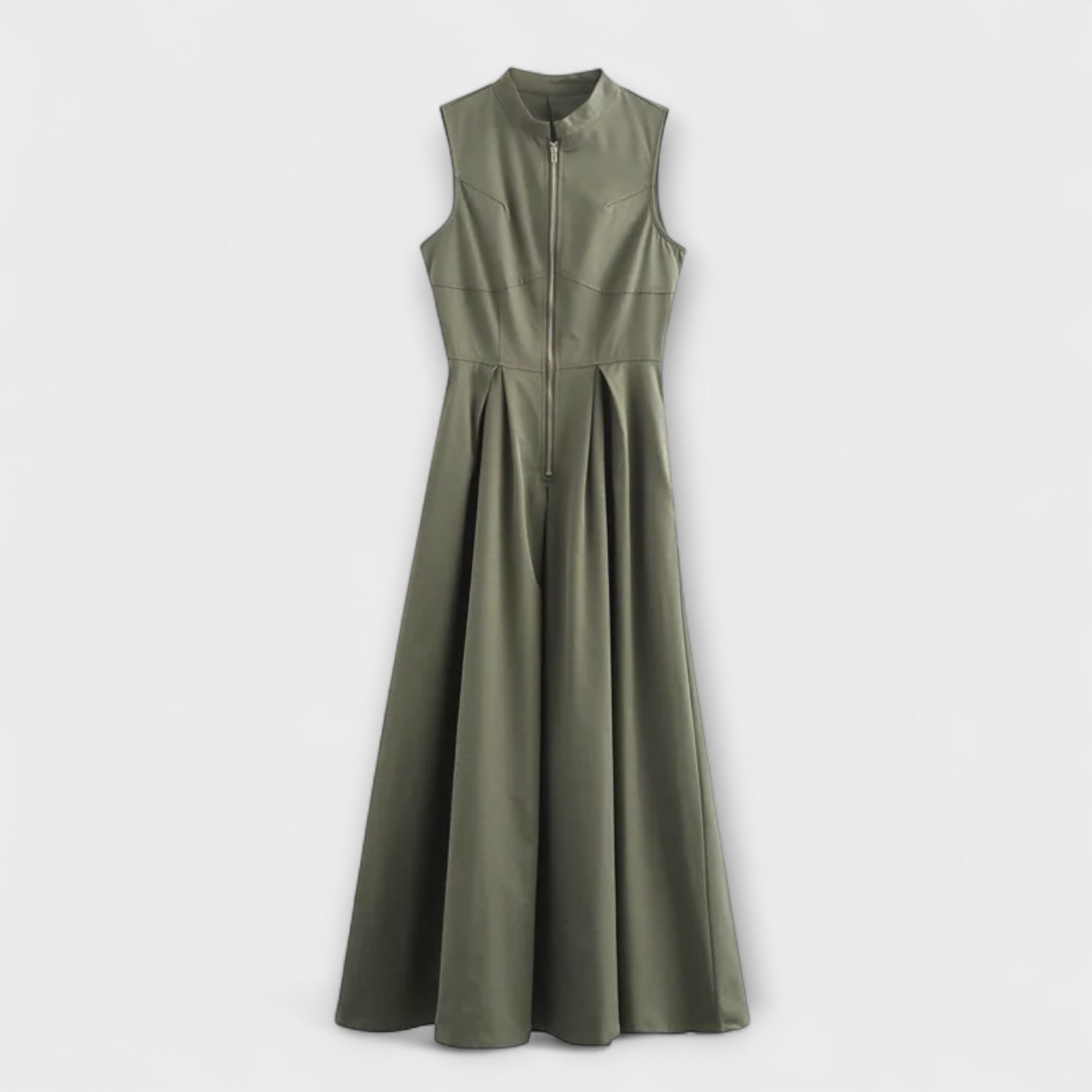 Vestido midi bodycon plisado sin mangas