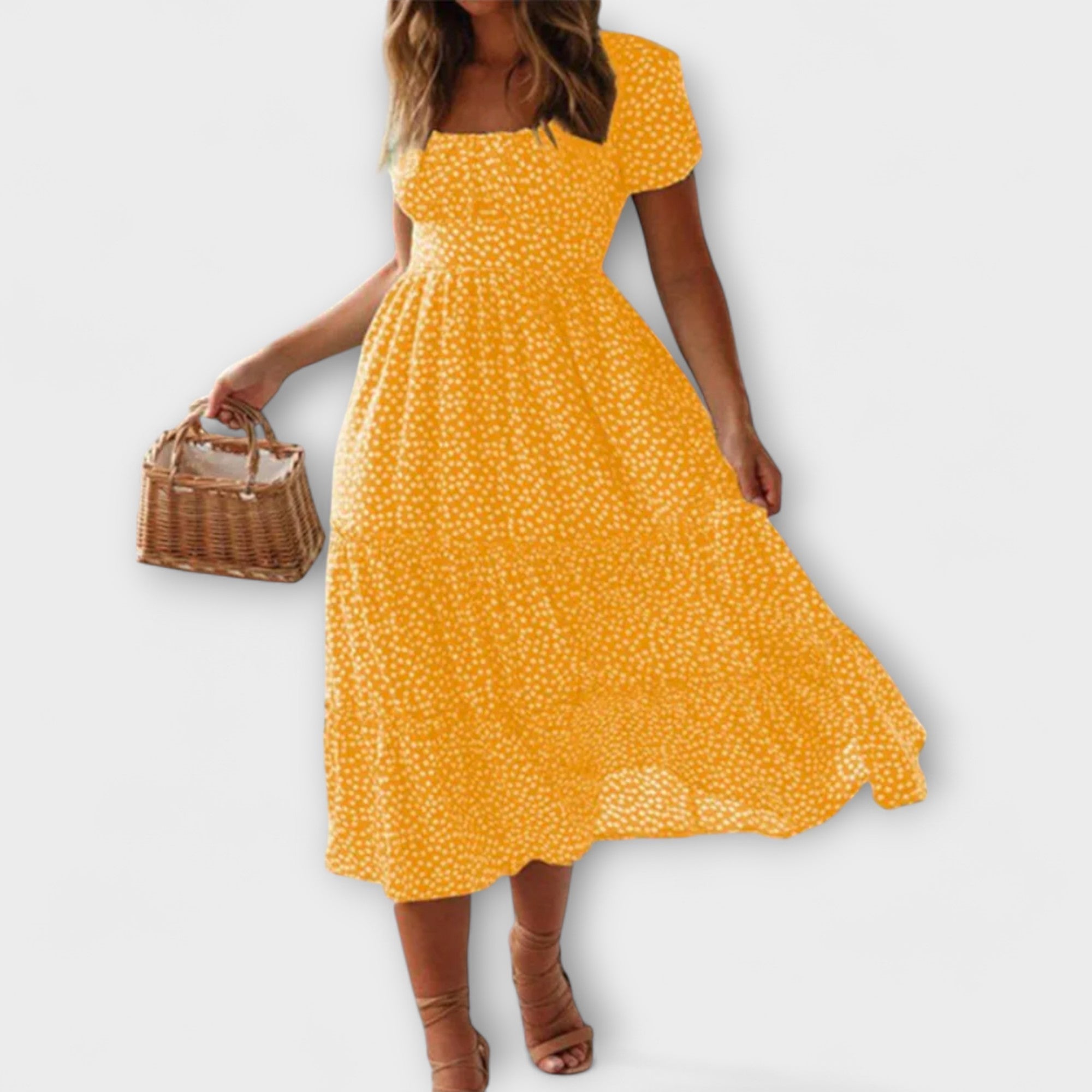 Vestido Maxicóctel Vintage con Manga Abullonada