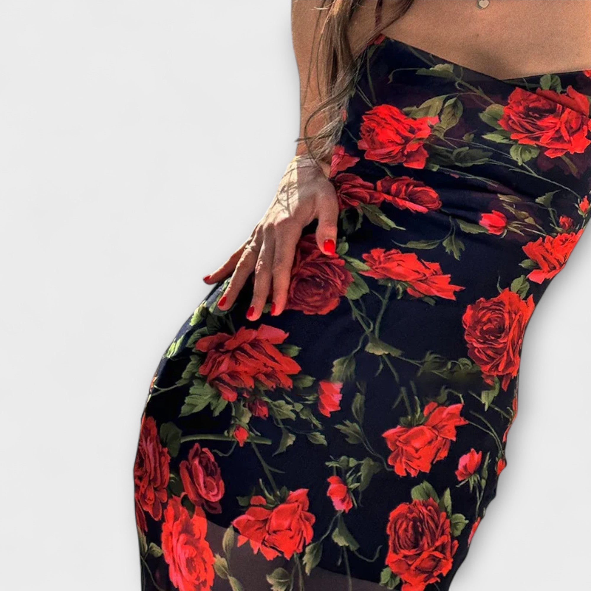 Vestido Bodycon de Tirantes de Espagueti con Estampado de Flores