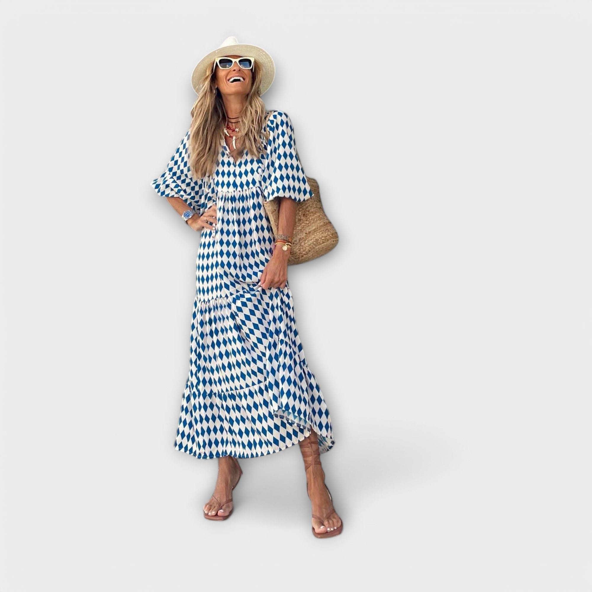 Elegante Vestido Maxí Geométrico