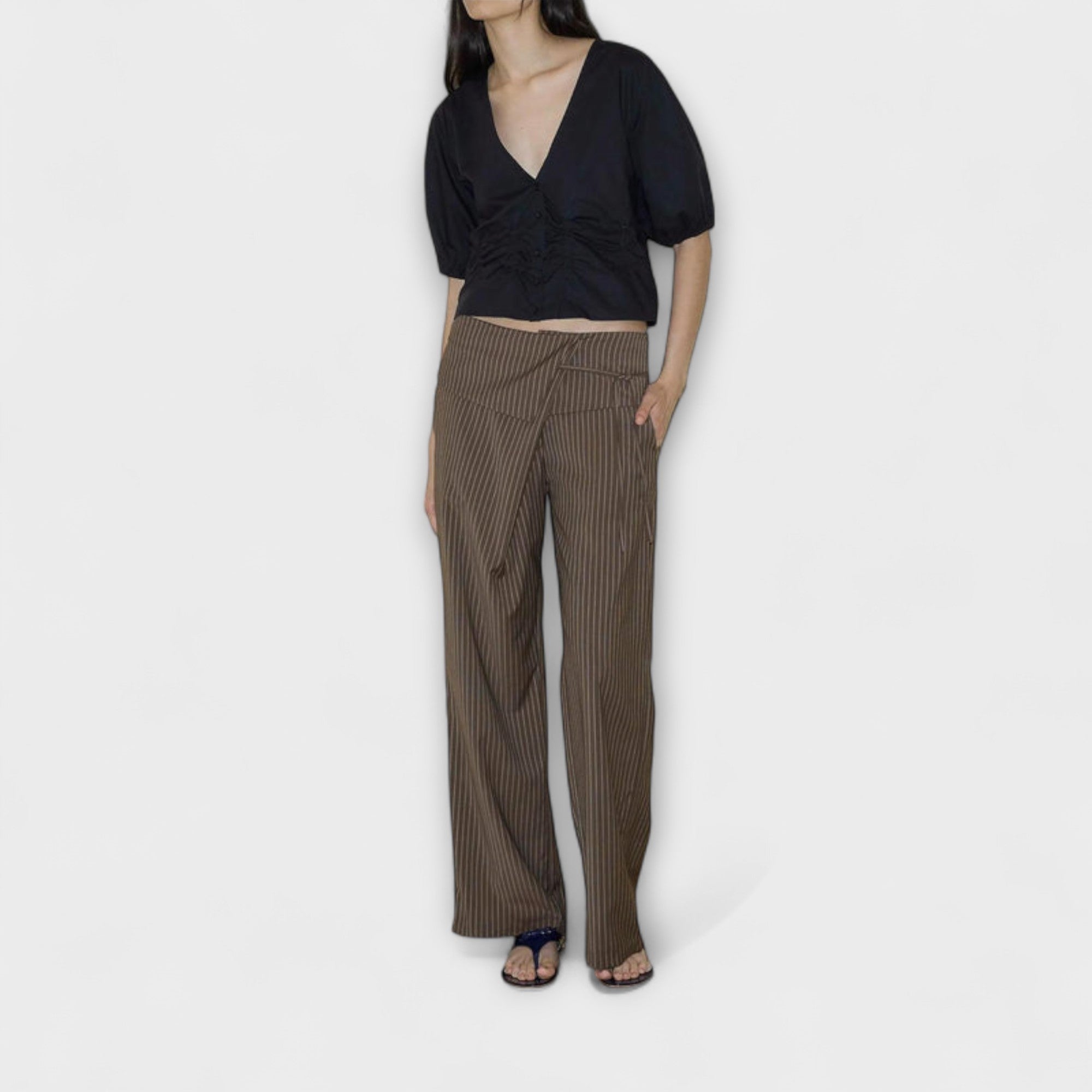 Julia - Pantalón Rayado Plegable