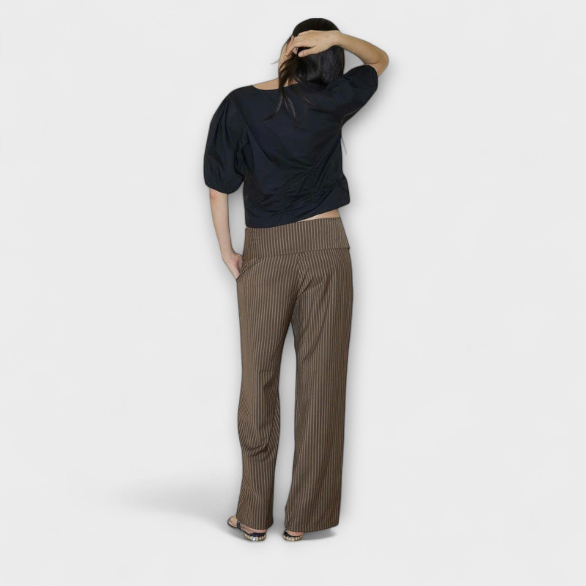 Julia - Pantalón Rayado Plegable