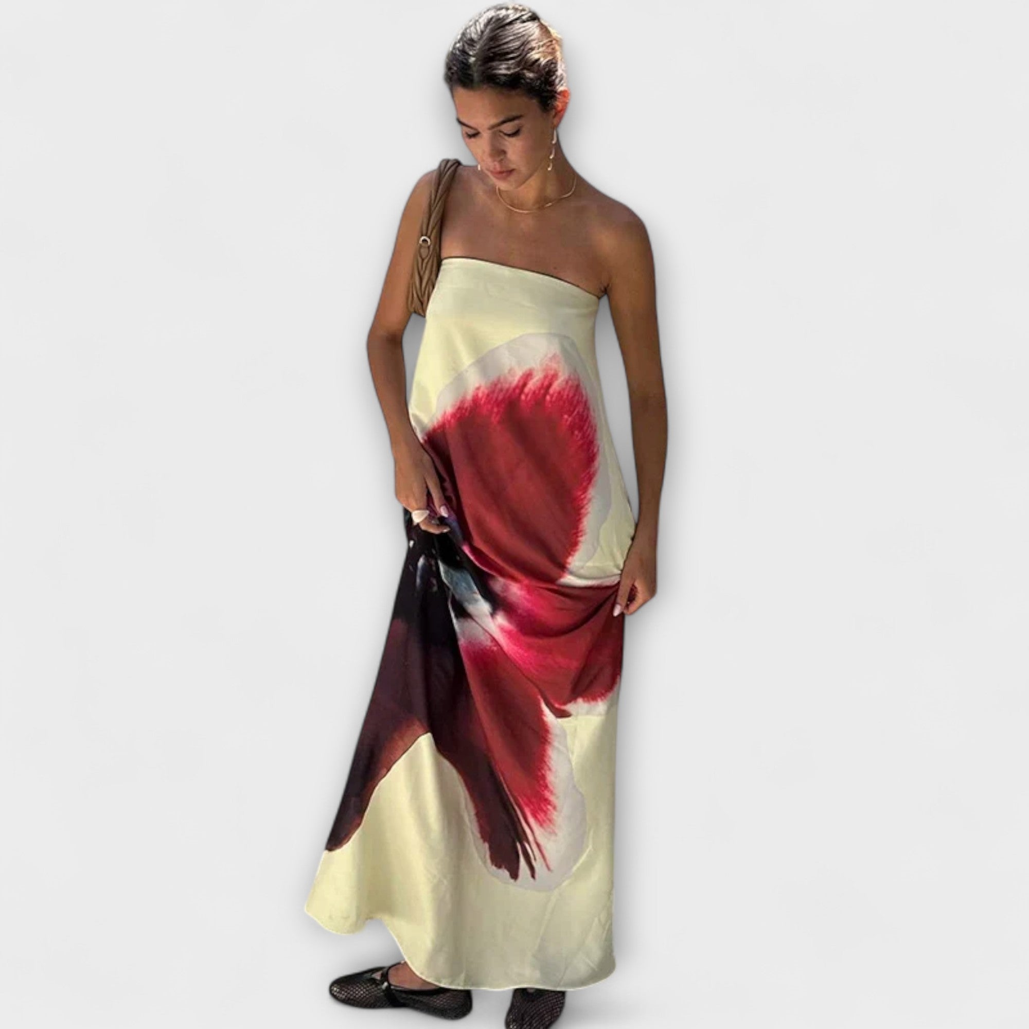 Vestido Maxí Sin Mangas con Hombros Descubiertos