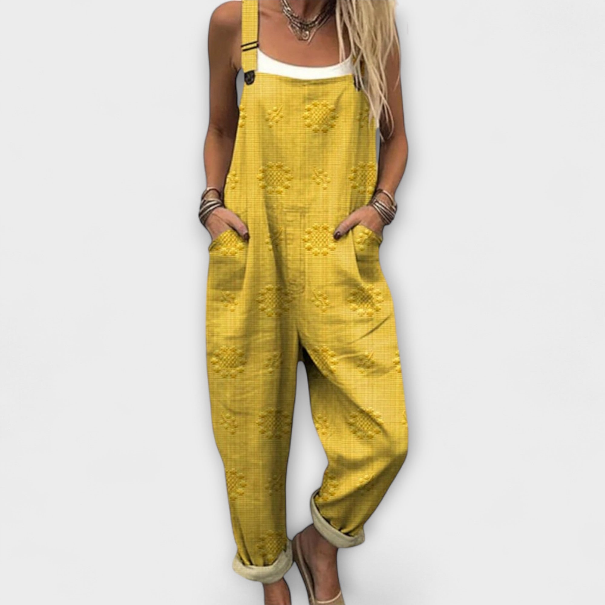 Petra - Pantalones con tirantes de estampado floral con puntos