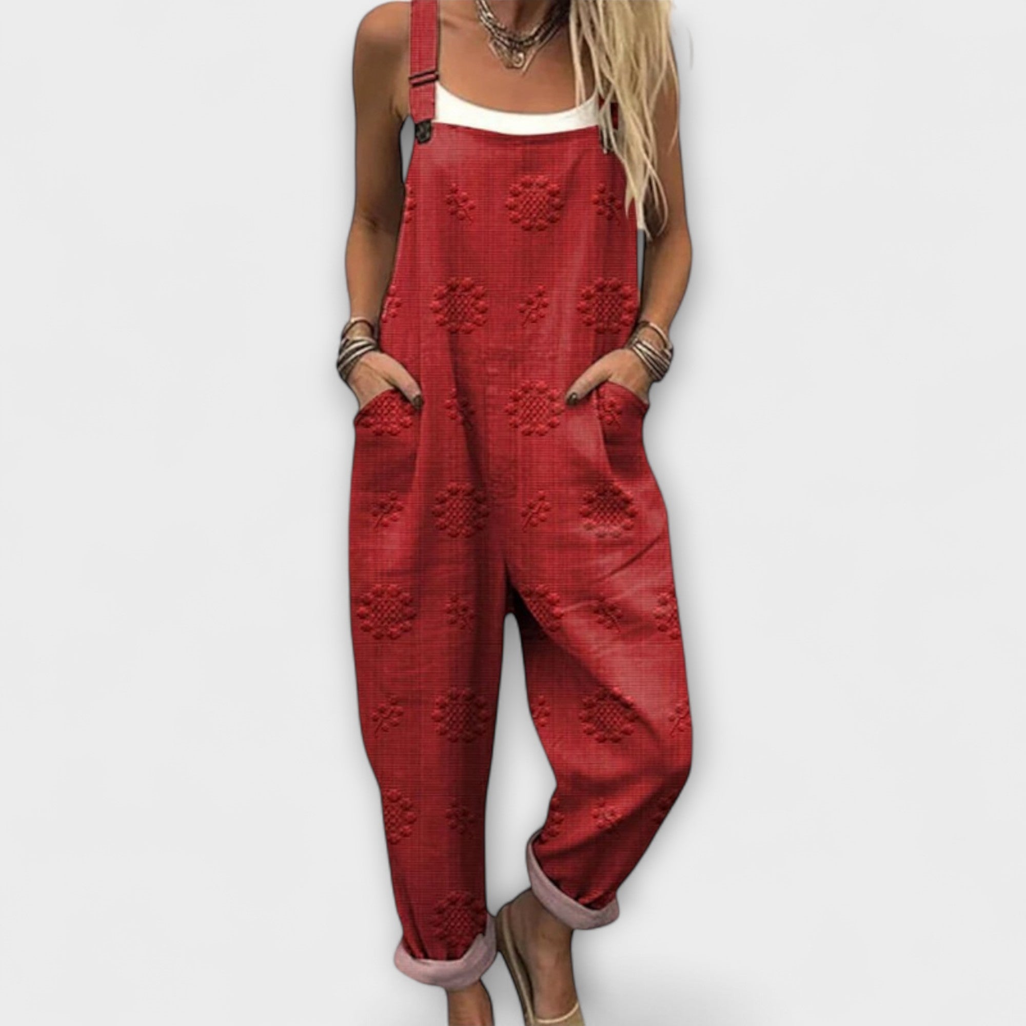 Petra - Pantalones con tirantes de estampado floral con puntos